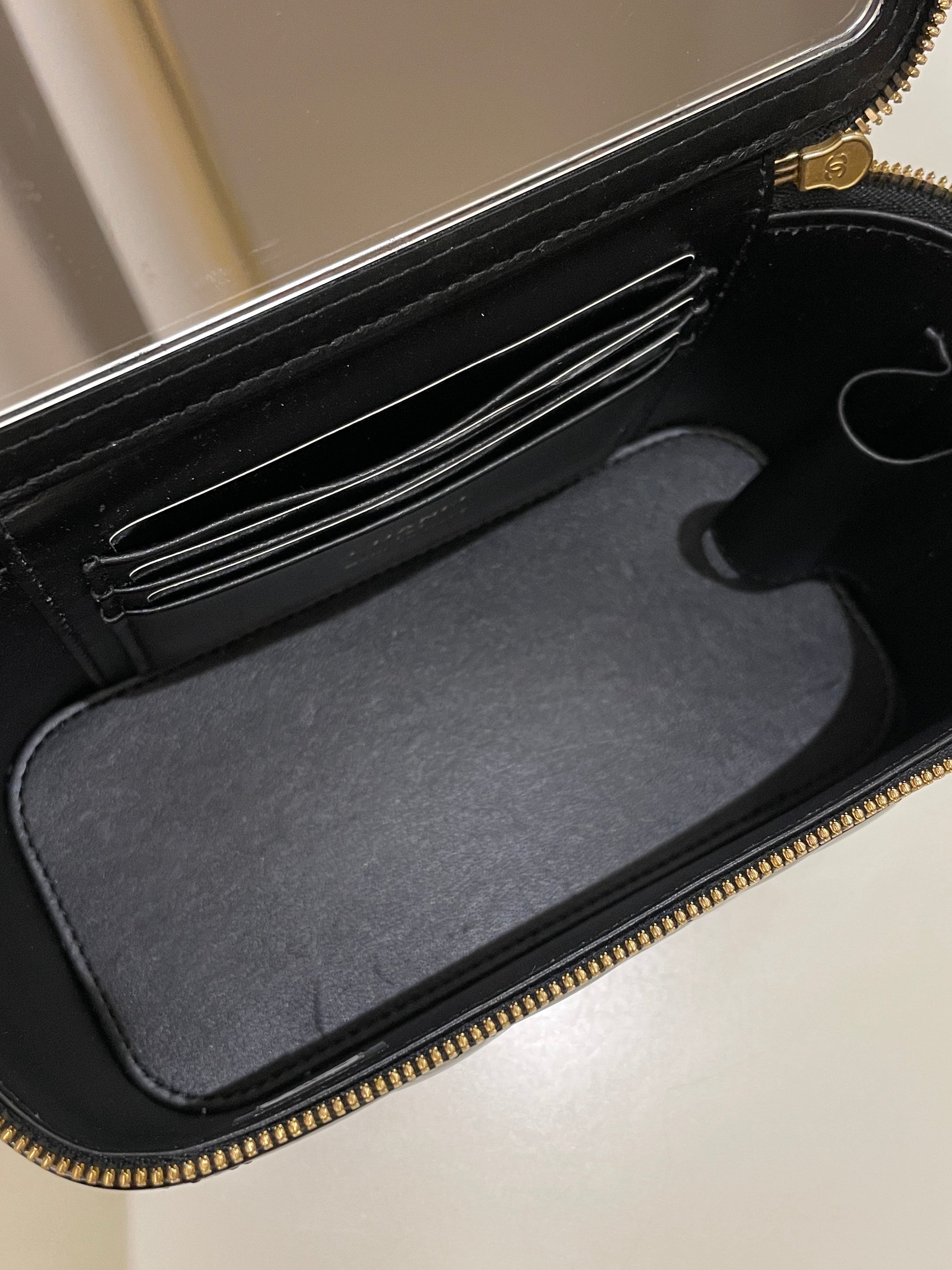 Chanel Quilted Coco Mini Vanity Rectangular Black Patent