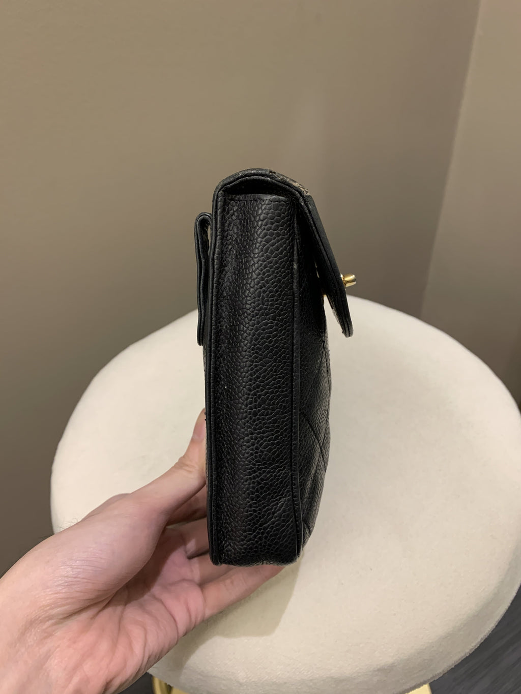 Chanel Vintage Quilted Cc Belt Bag Black Caviar