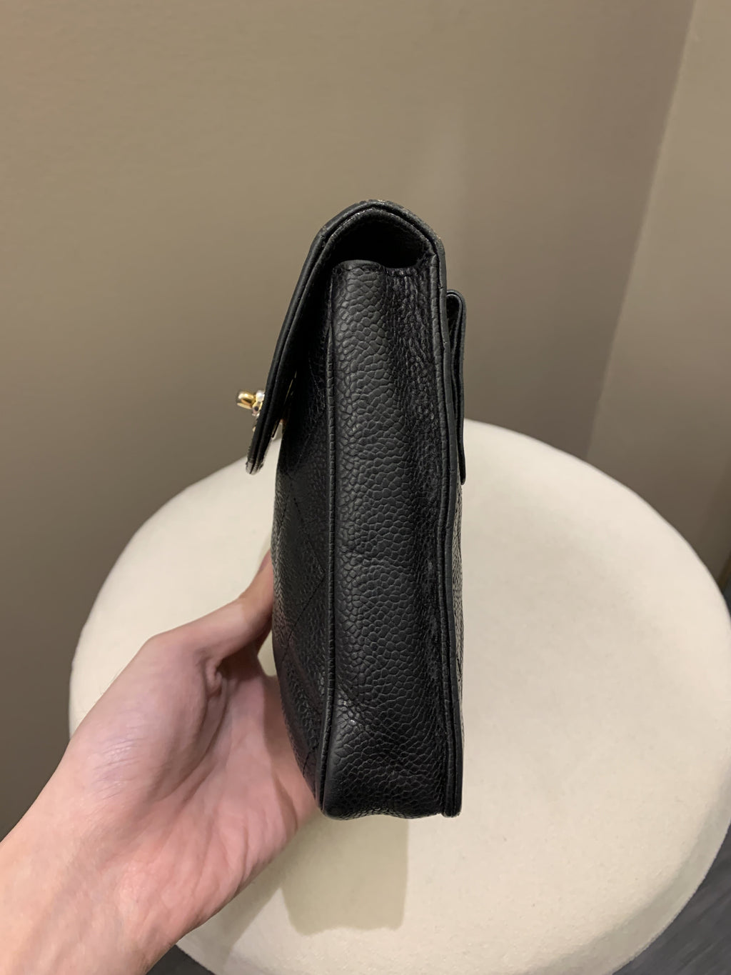Chanel Vintage Quilted Cc Belt Bag Black Caviar