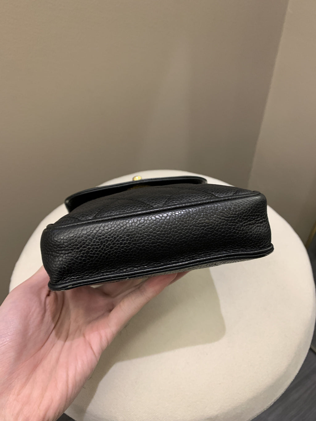 Chanel Vintage Quilted Cc Belt Bag Black Caviar