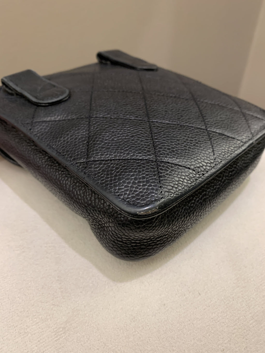Chanel Vintage Quilted Cc Belt Bag Black Caviar