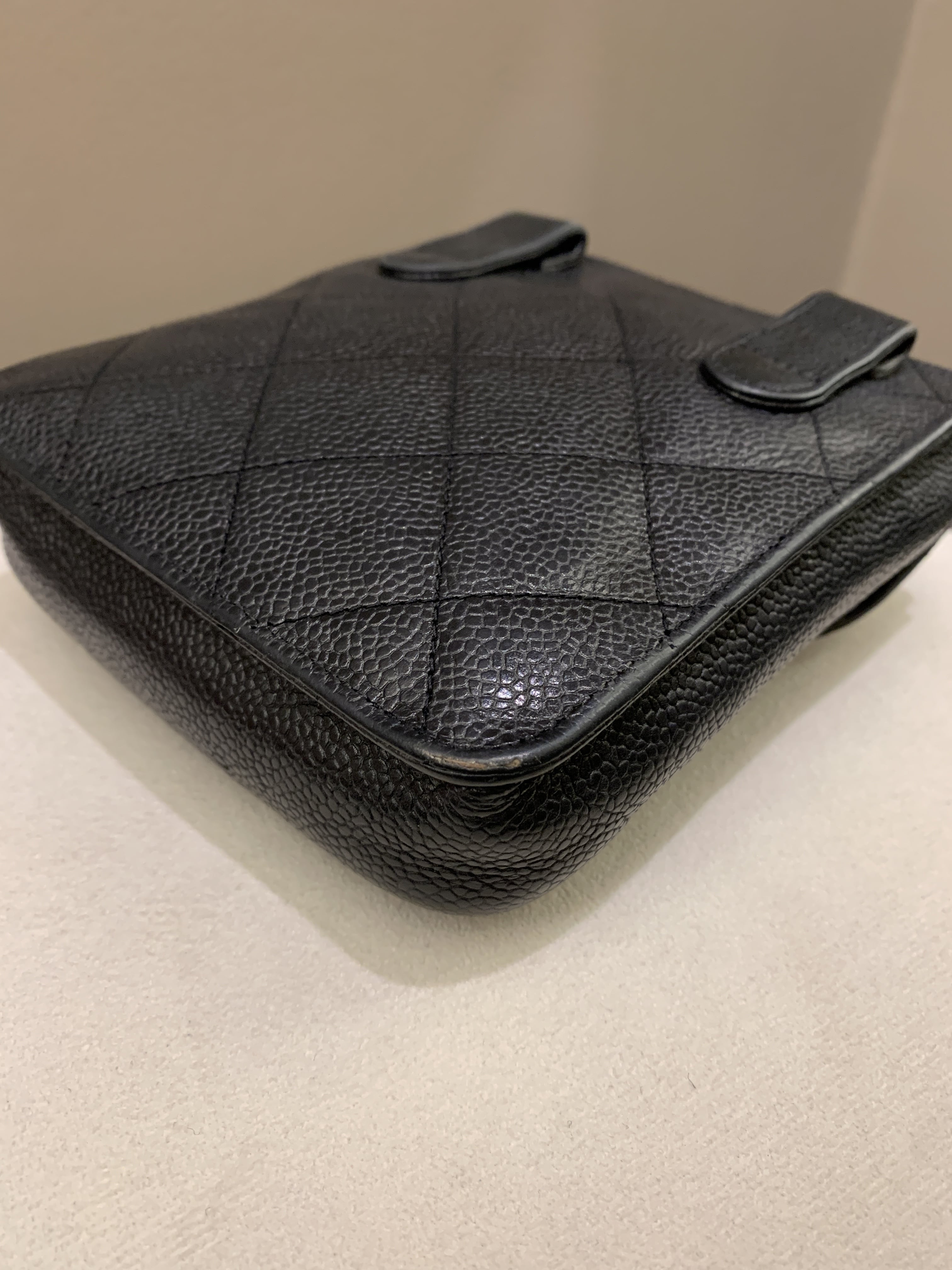 Chanel Vintage Quilted Cc Belt Bag Black Caviar