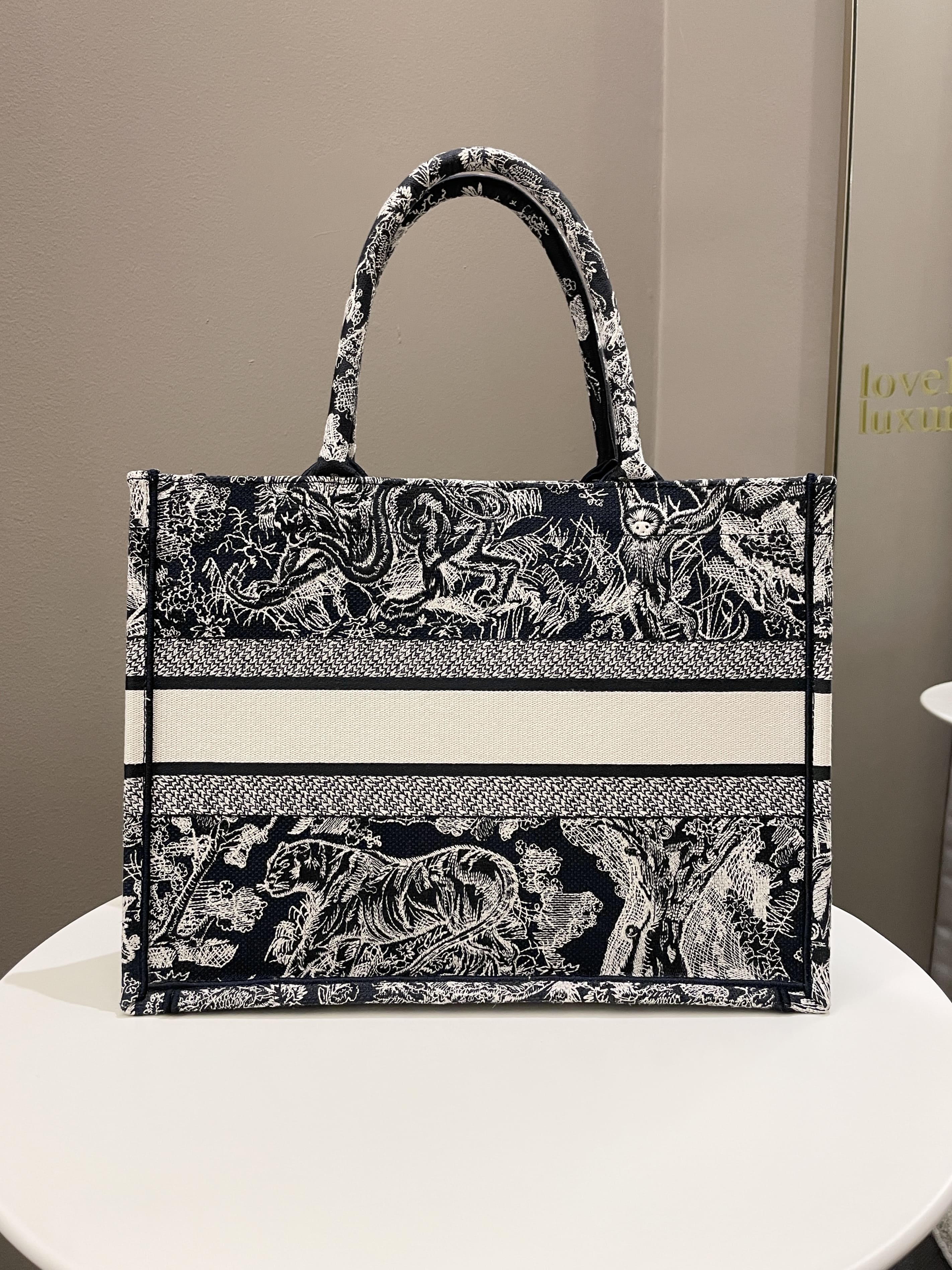 Dior Toile de Jouy Reverse Book Tote Blue / Ecru Embroidery