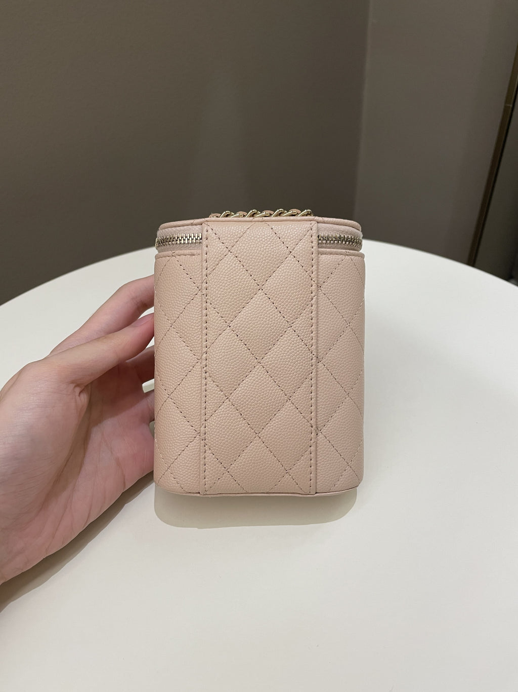 Chanel 21C Quilted Vanity Vertical Beige Caviar
