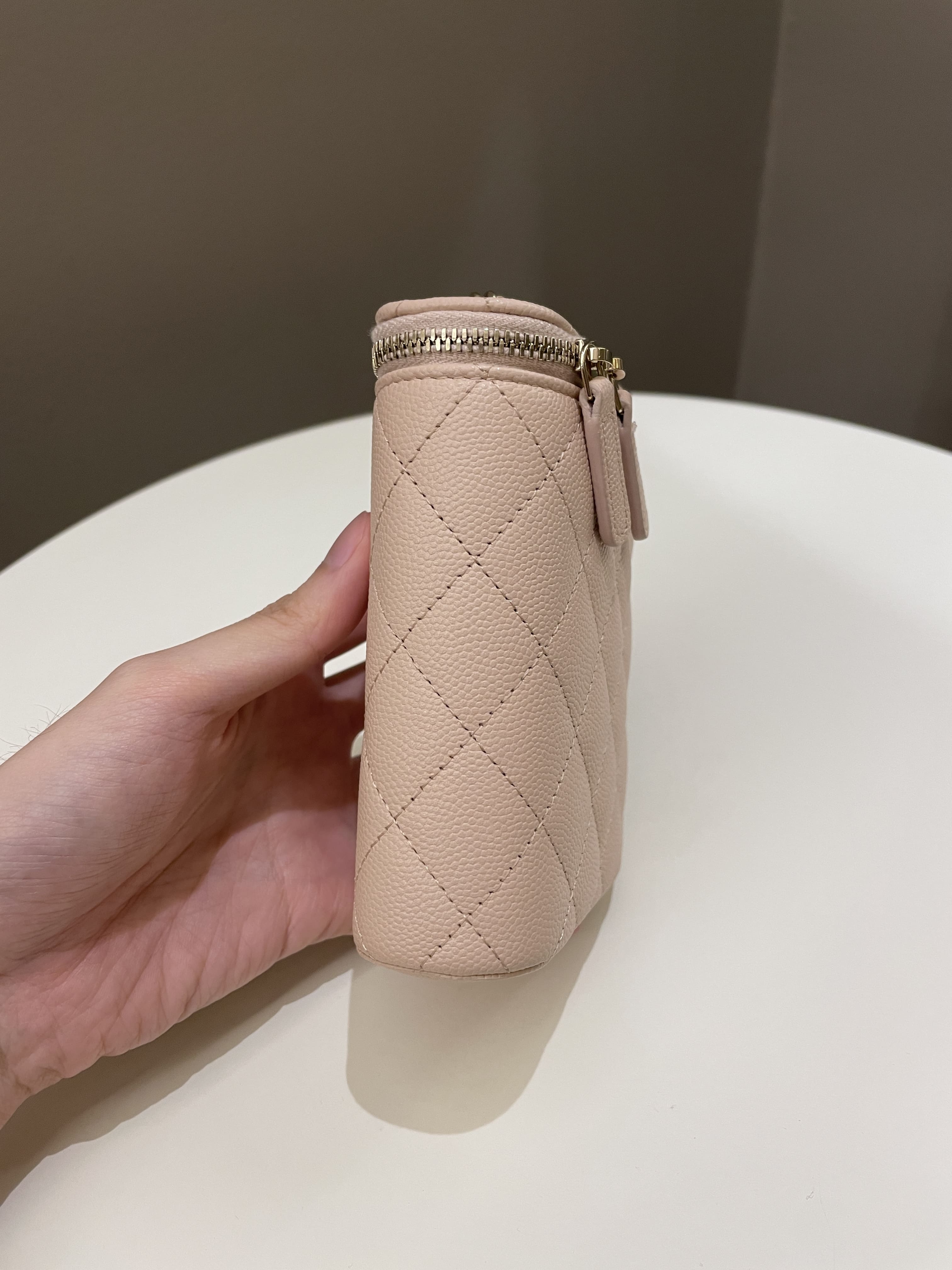 Chanel 21C Quilted Vanity Vertical Beige Caviar