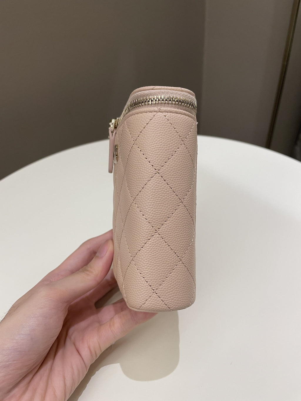 Chanel 21C Quilted Vanity Vertical Beige Caviar