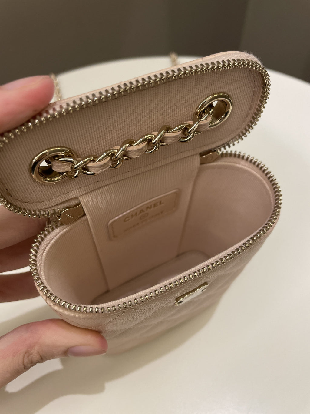 Chanel 21C Quilted Vanity Vertical Beige Caviar