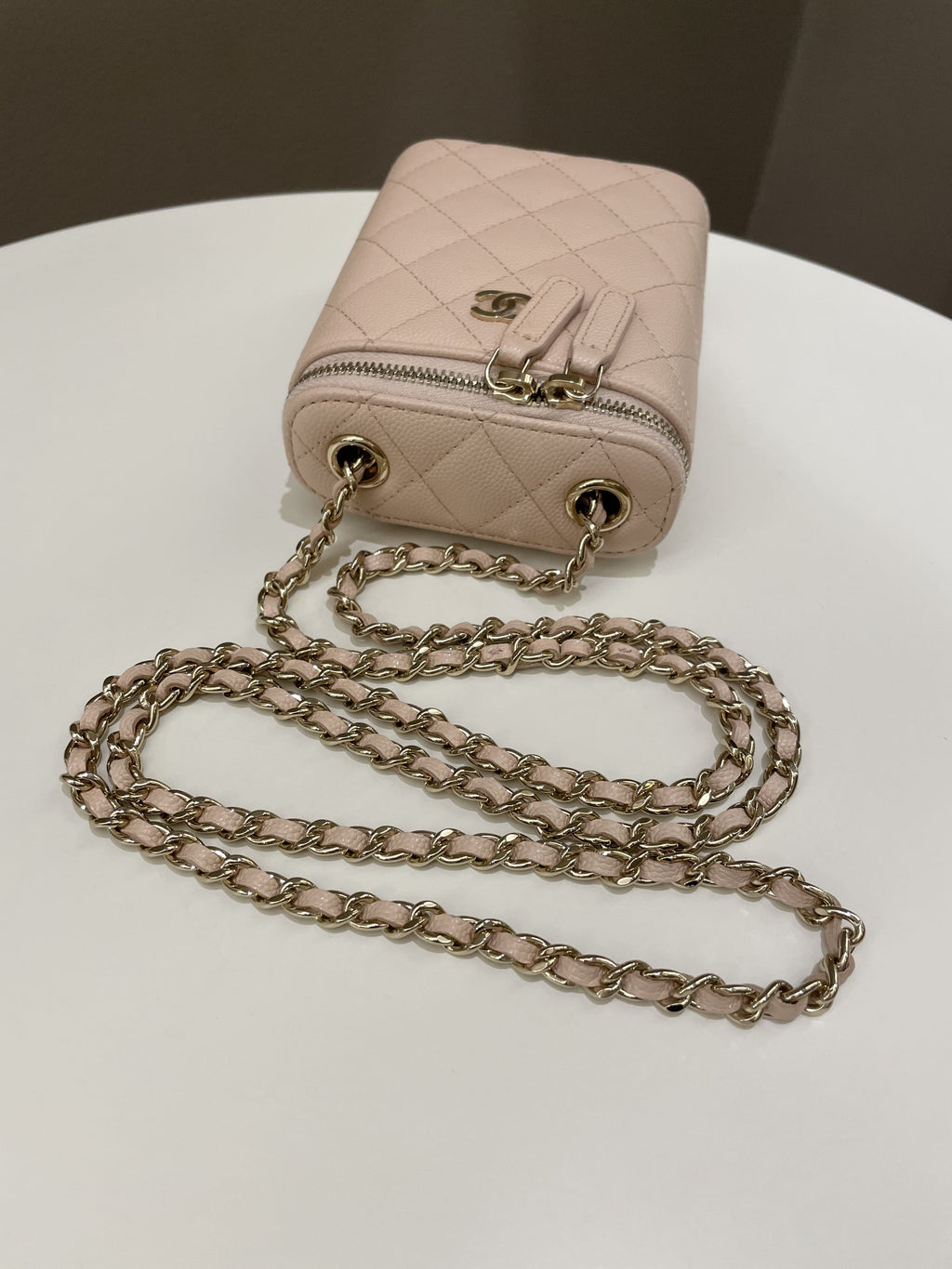 Chanel 21C Quilted Vanity Vertical Beige Caviar