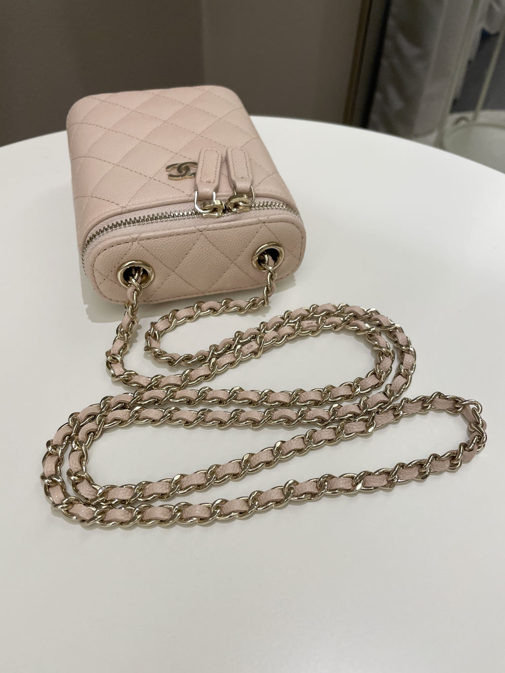 Chanel 21C Quilted Vanity Vertical Beige Caviar