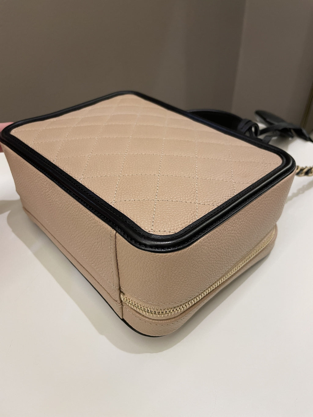 Chanel Filigree Vanity Case Dark Beige Caviar