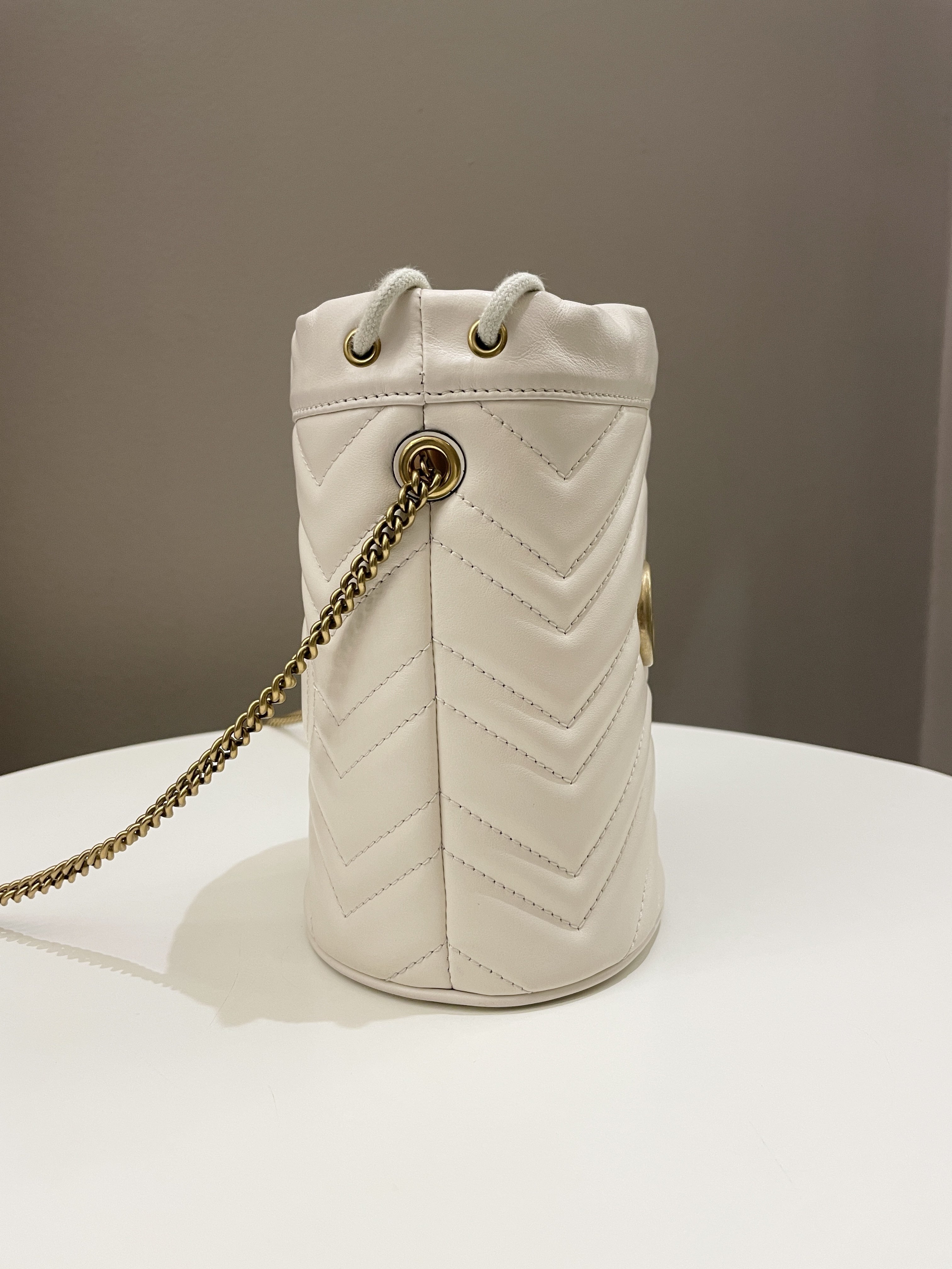 Gucci Marmont Mini Bucket Bag Ivory