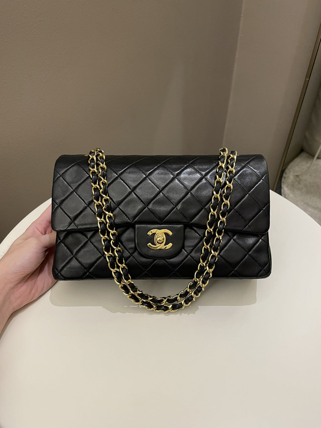 Chanel Vintage Classic Quilted Medium Double Flap Black Lambskin