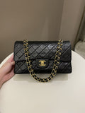 Chanel Vintage Classic Quilted Medium Double Flap Black Lambskin