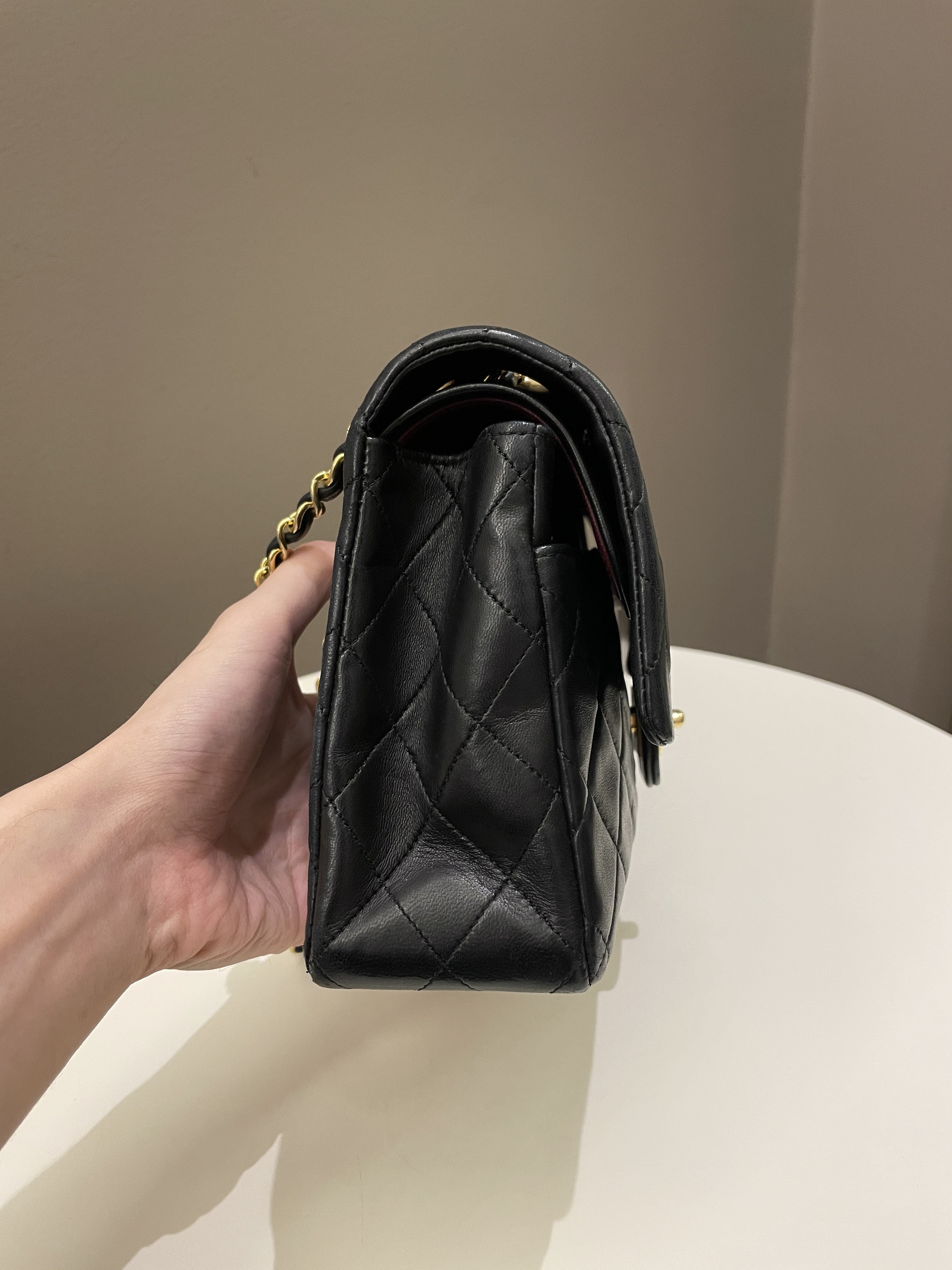 Chanel Vintage Classic Quilted Medium Double Flap Black Lambskin