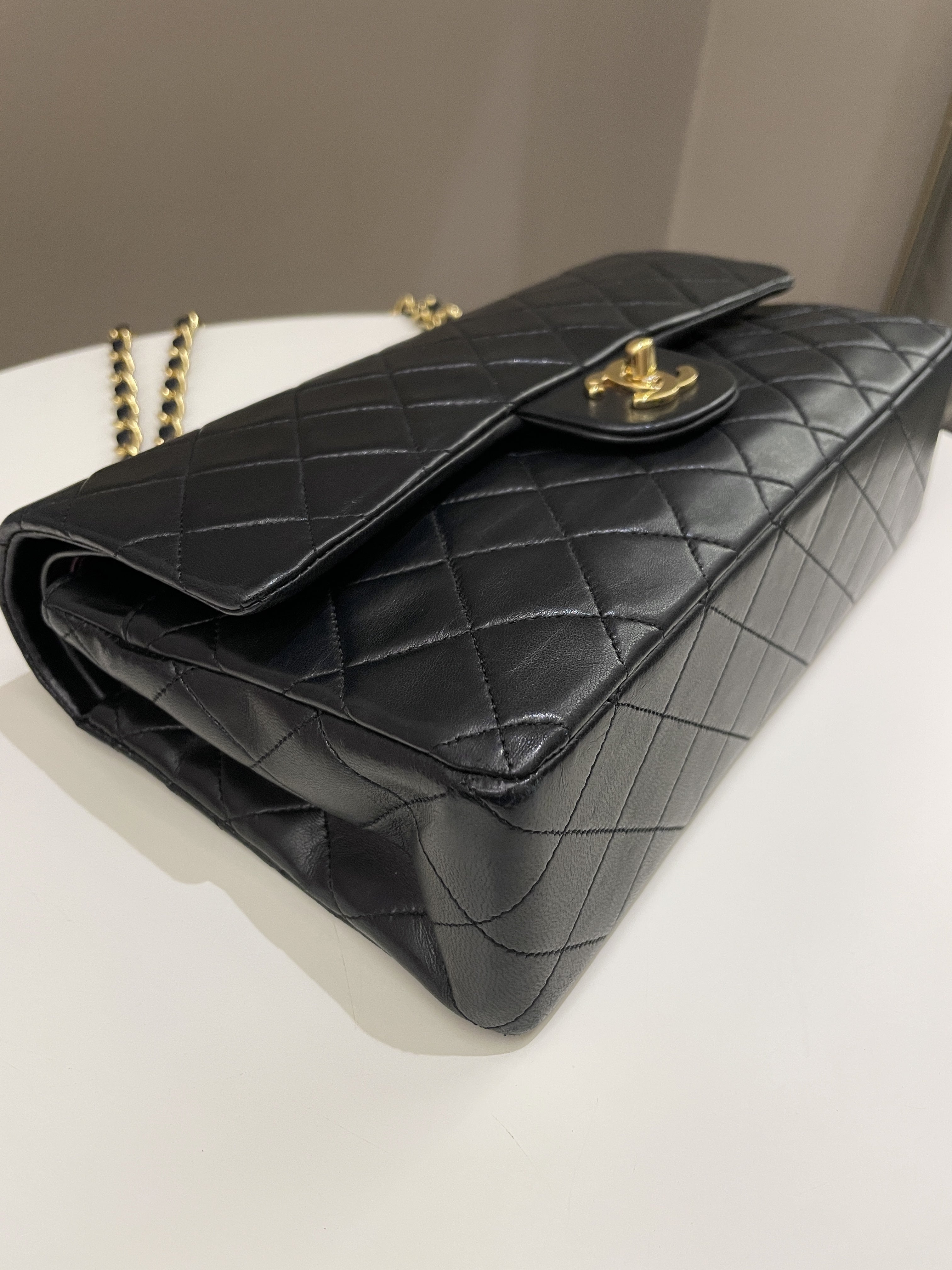 Chanel Vintage Classic Quilted Medium Double Flap Black Lambskin