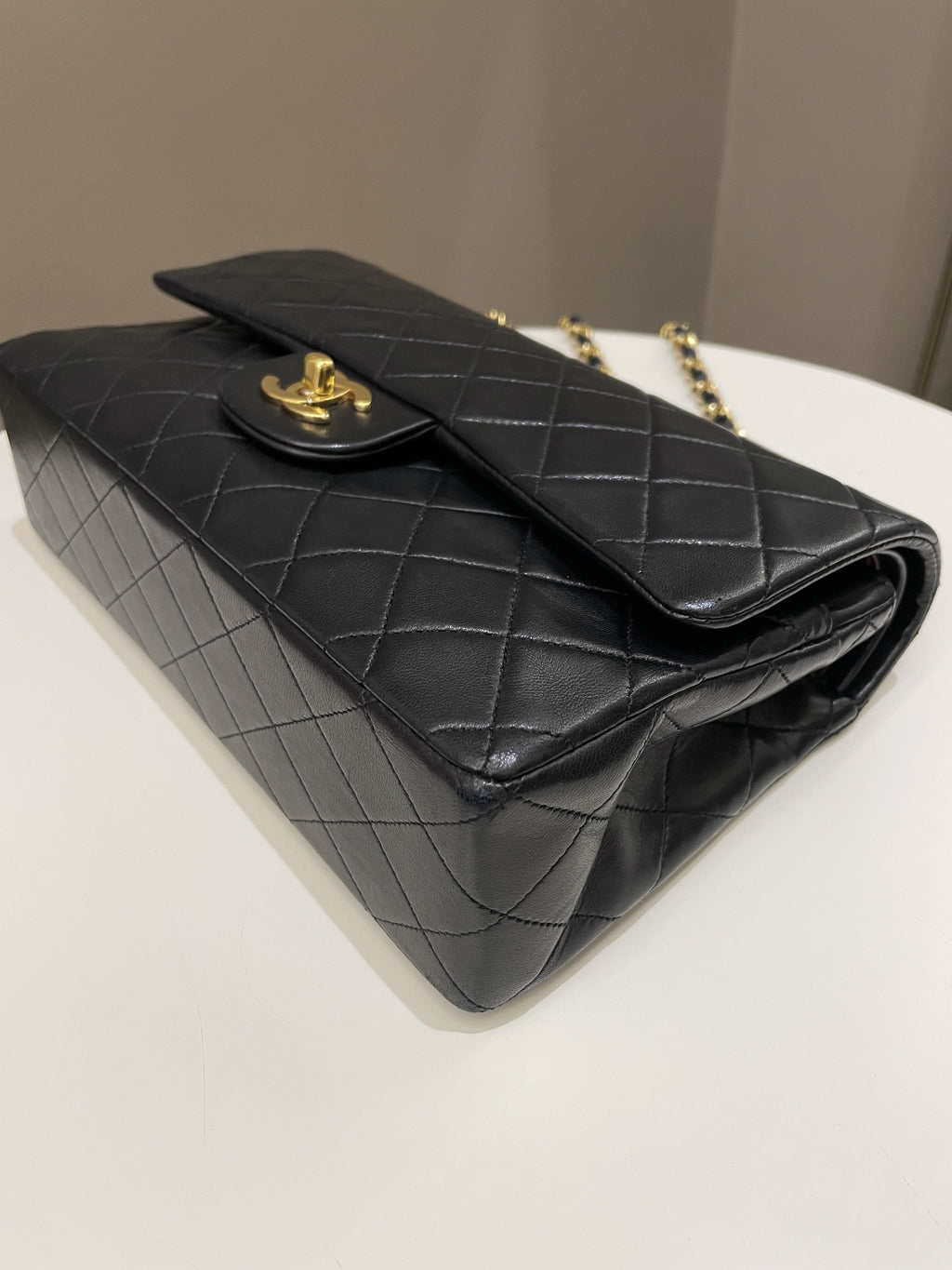 Chanel Vintage Classic Quilted Medium Double Flap Black Lambskin