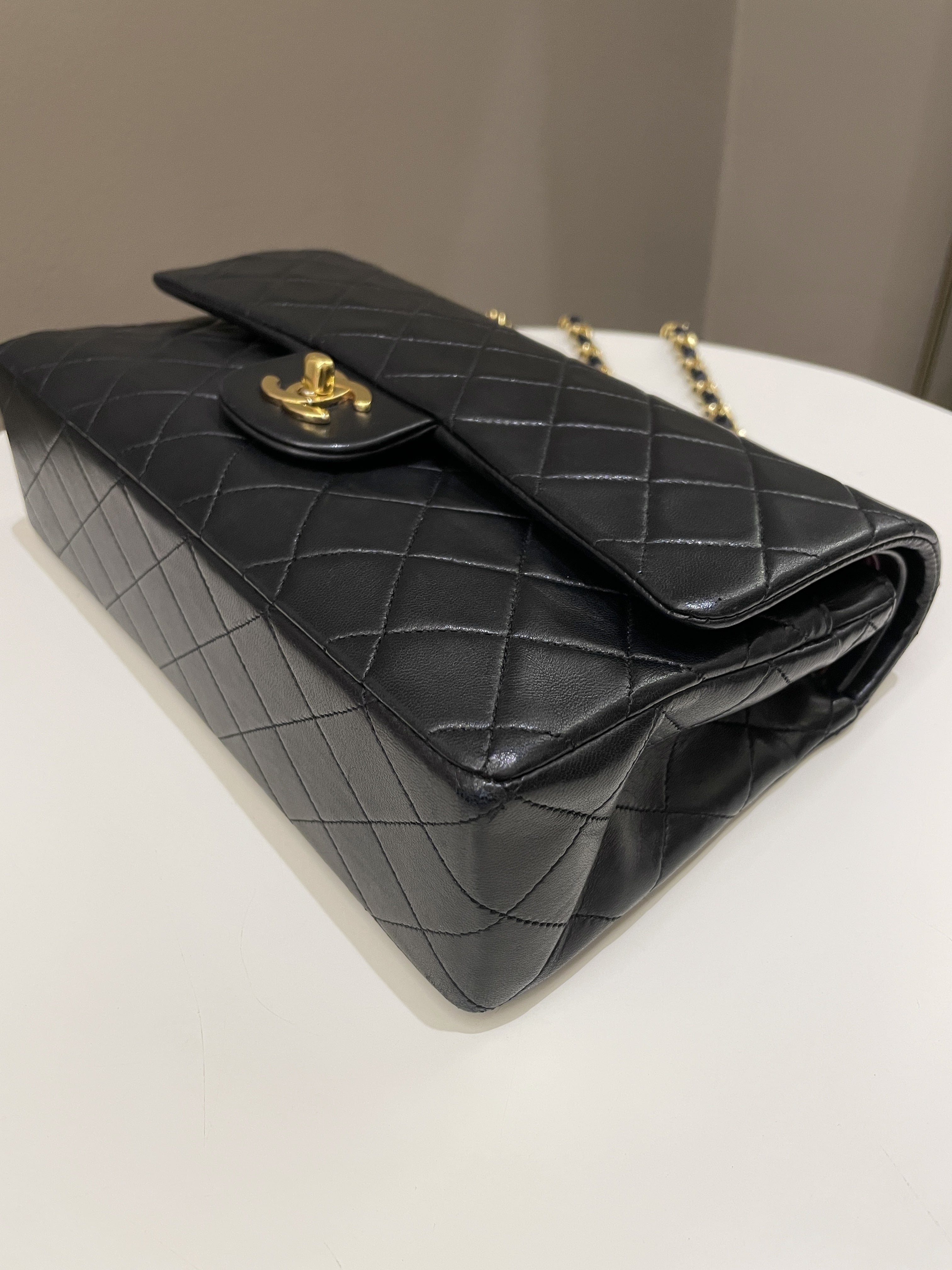 Chanel Vintage Classic Quilted Medium Double Flap Black Lambskin