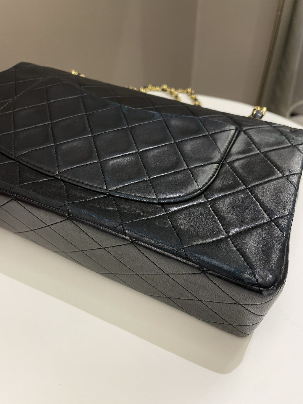 Chanel Vintage Classic Quilted Medium Double Flap Black Lambskin