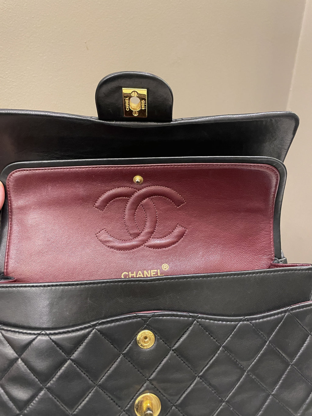 Chanel Vintage Classic Quilted Medium Double Flap Black Lambskin
