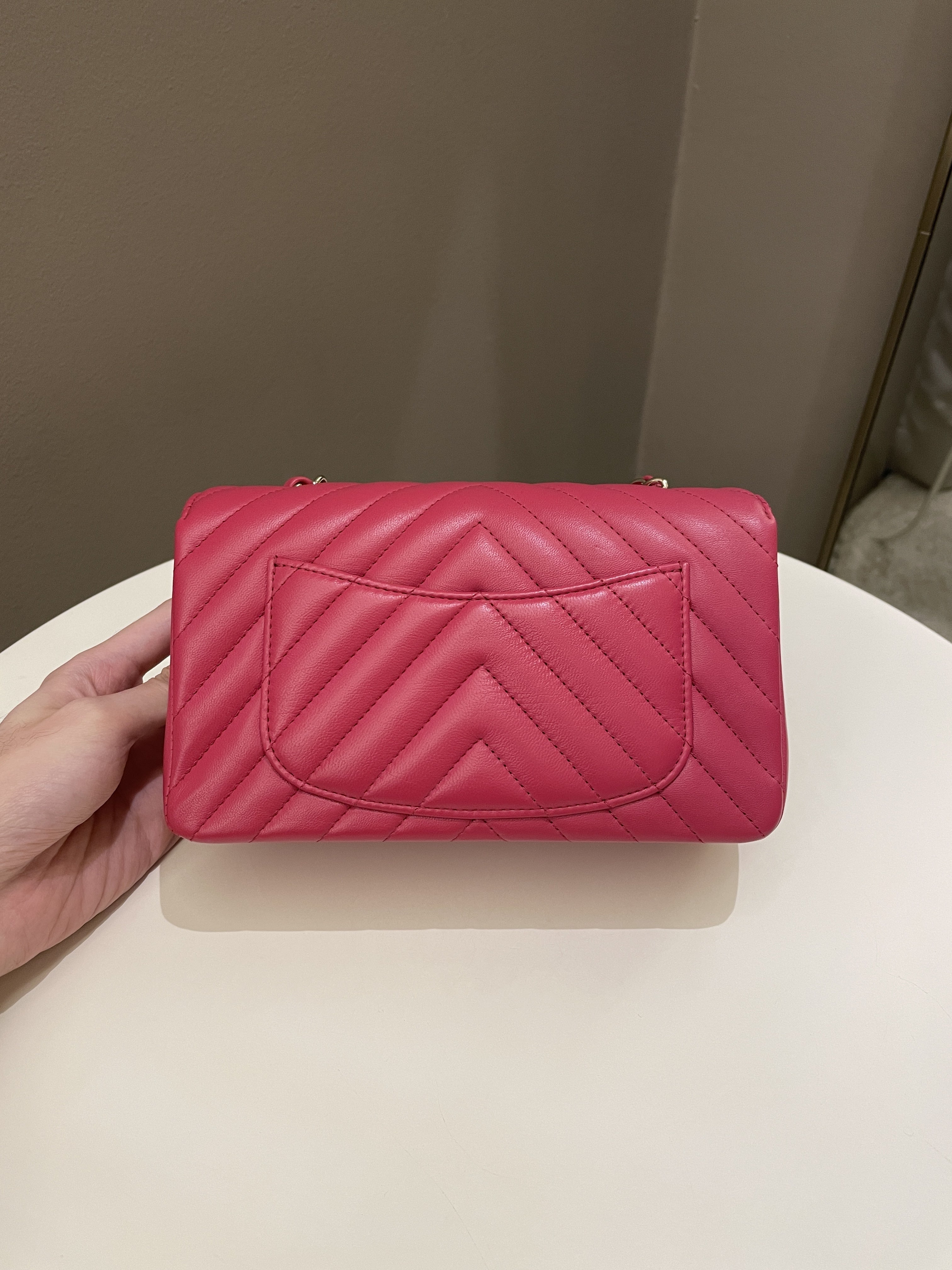 Chanel Classic Chevron Mini Rectangular Rose Fuchsia