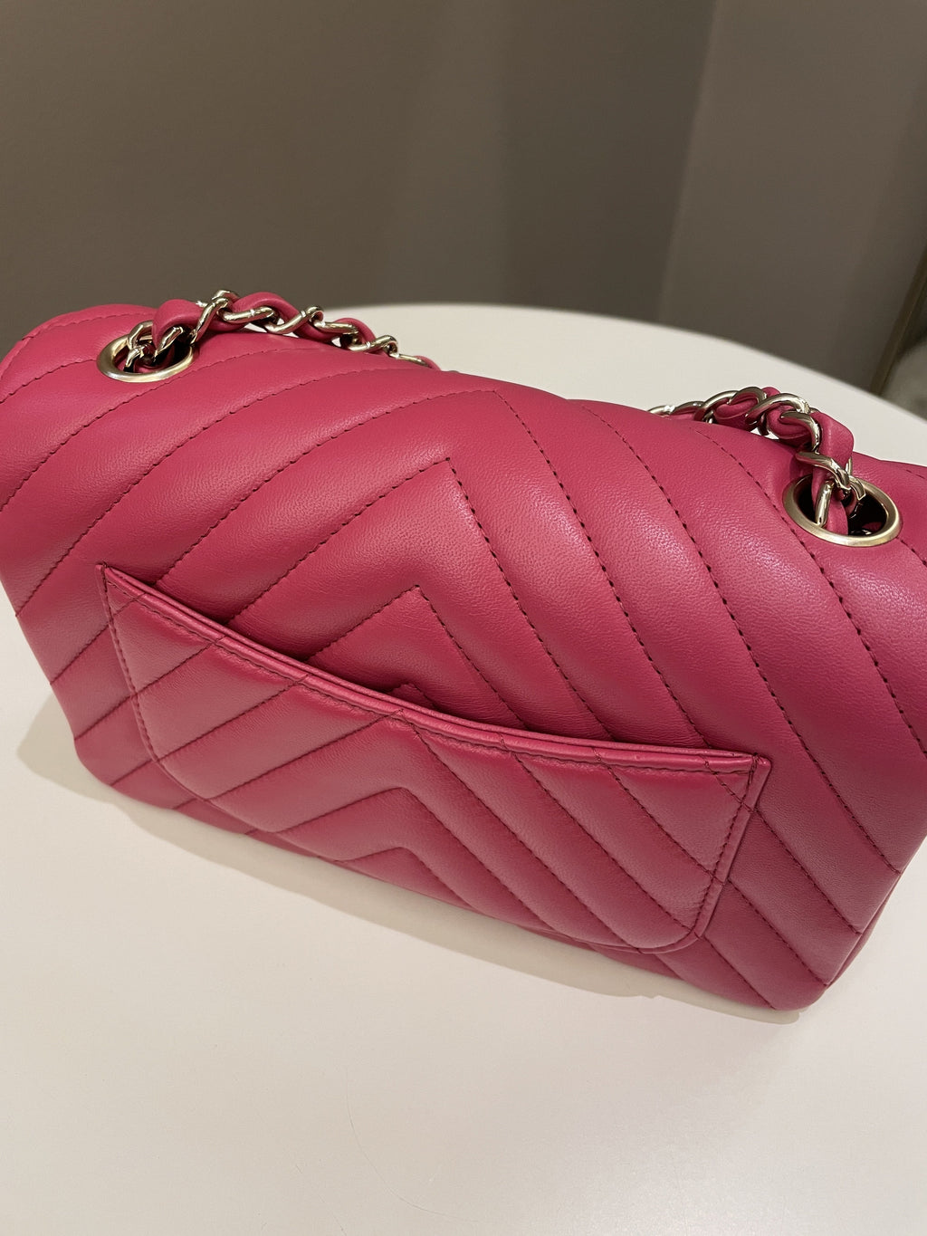 Chanel Classic Chevron Mini Rectangular Rose Fuchsia