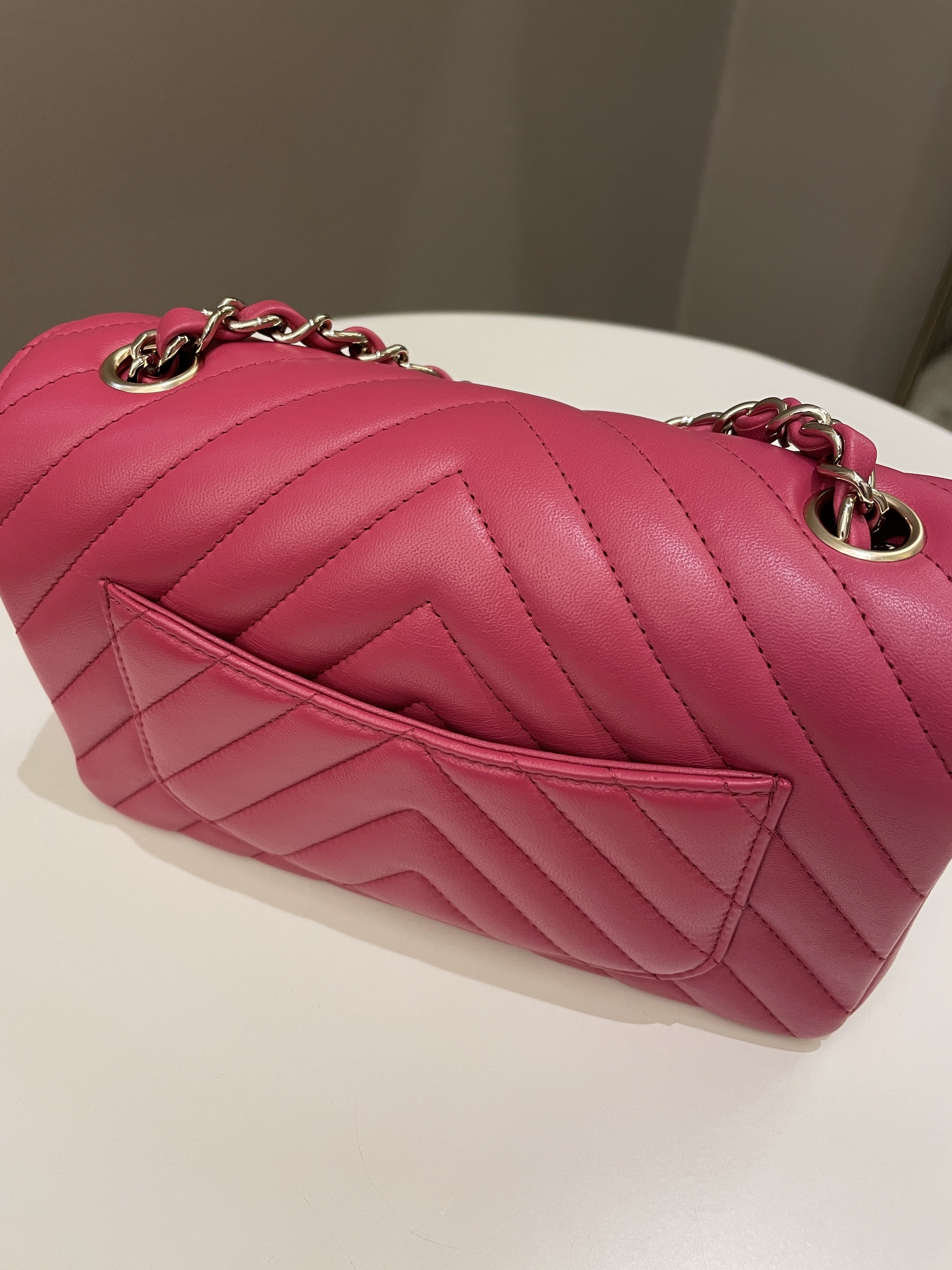 Chanel Classic Chevron Mini Rectangular Rose Fuchsia