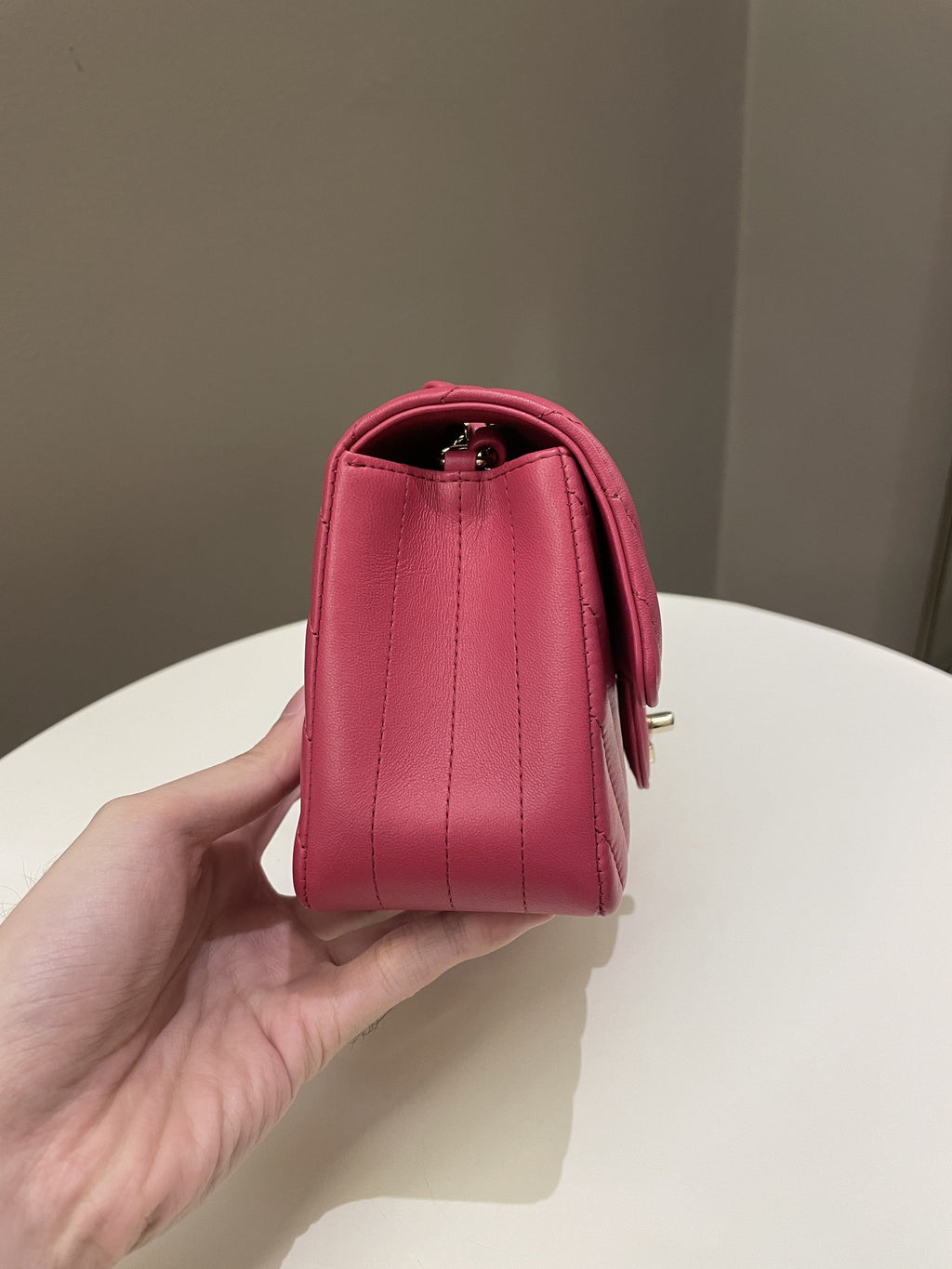 Chanel Classic Chevron Mini Rectangular Rose Fuchsia