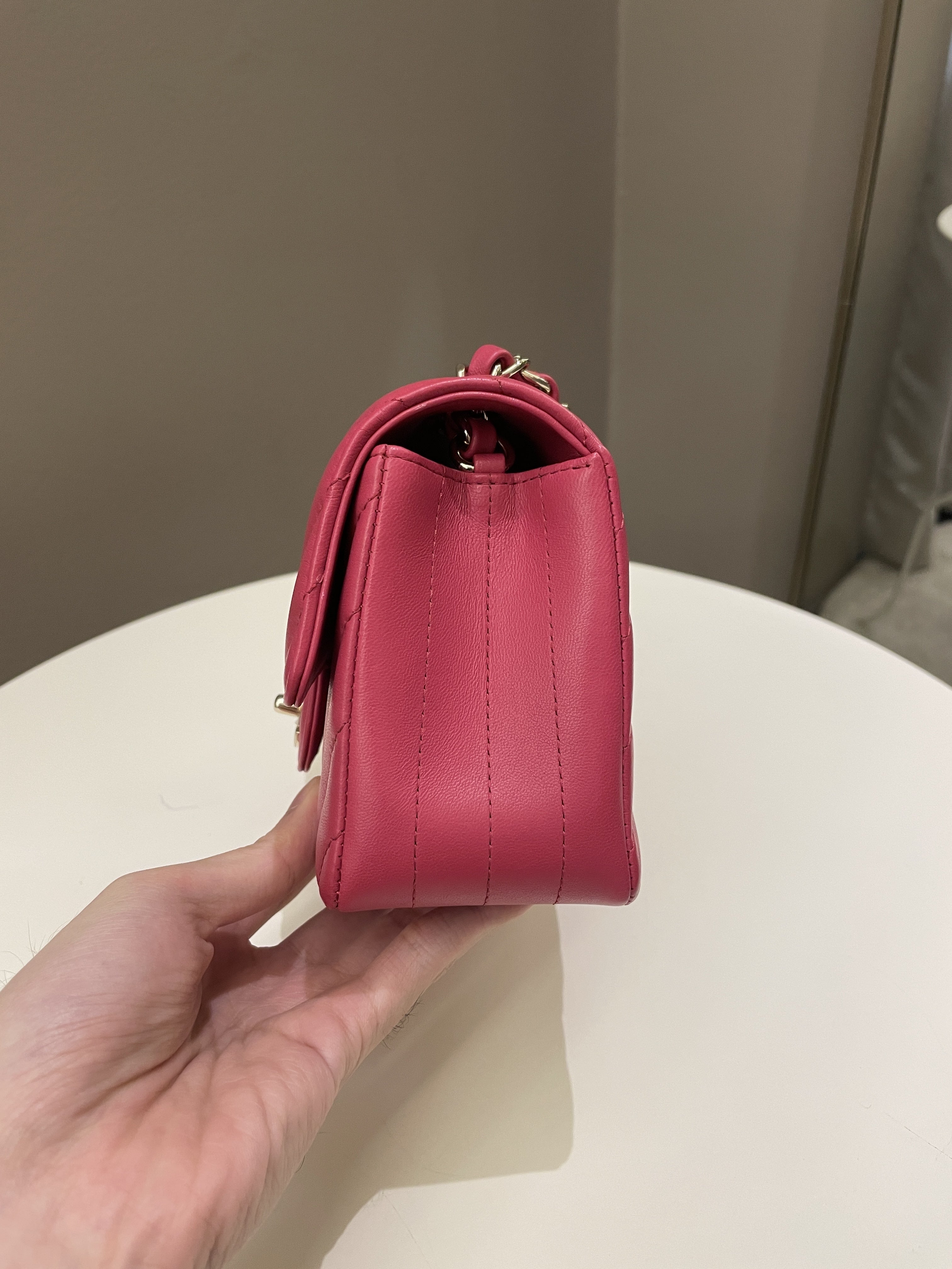 Chanel Classic Chevron Mini Rectangular Rose Fuchsia