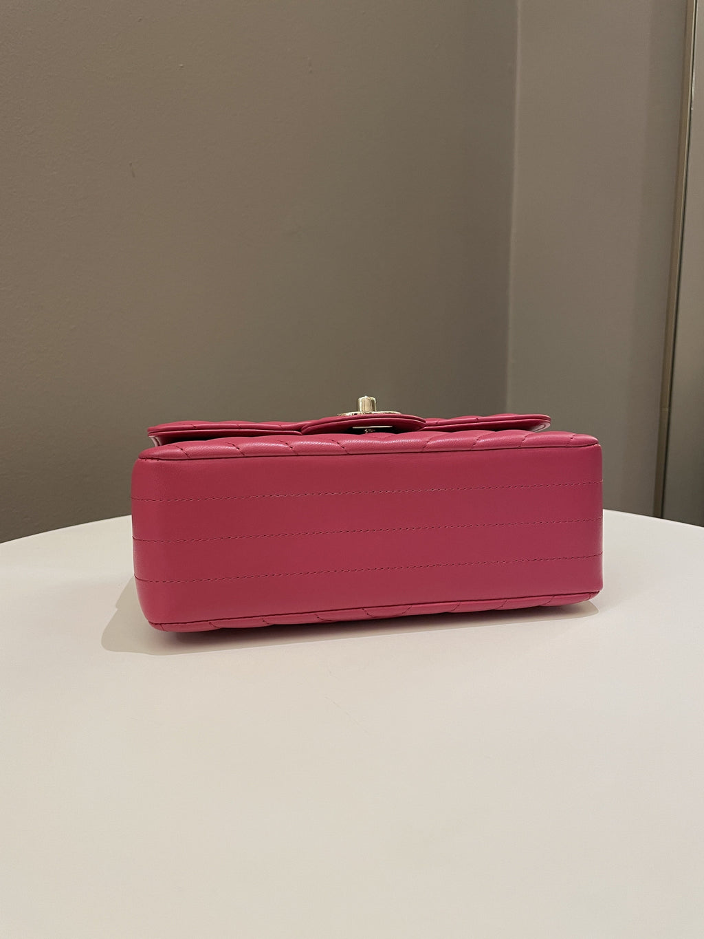 Chanel Classic Chevron Mini Rectangular Rose Fuchsia