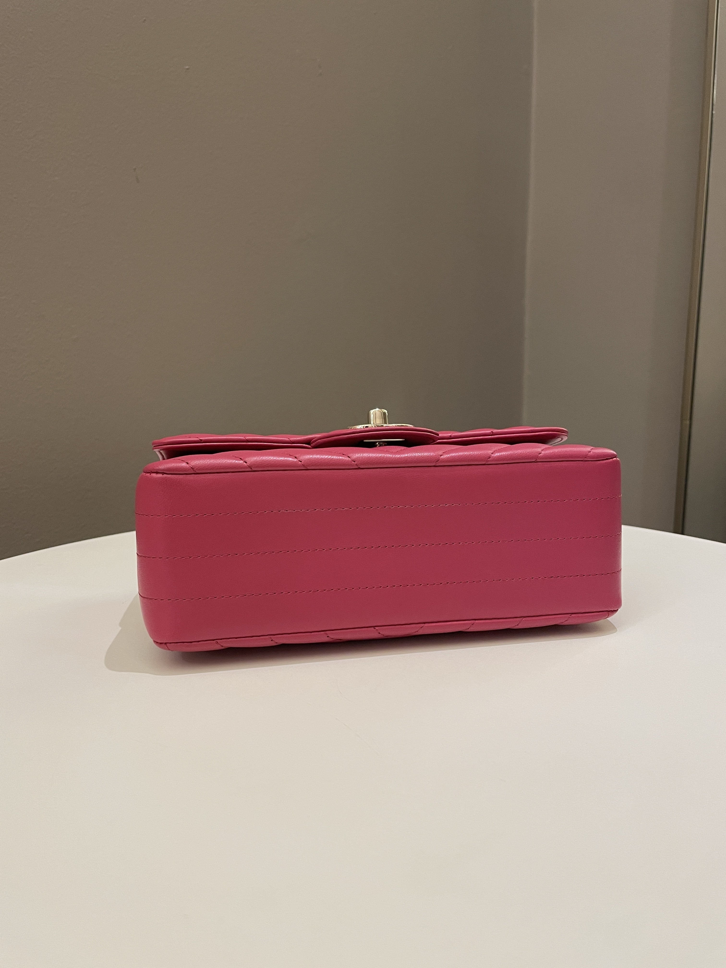 Chanel Classic Chevron Mini Rectangular Rose Fuchsia