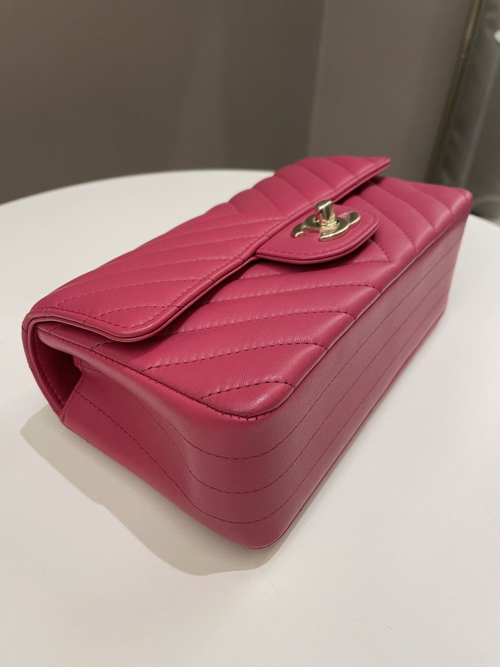 Chanel Classic Chevron Mini Rectangular Rose Fuchsia