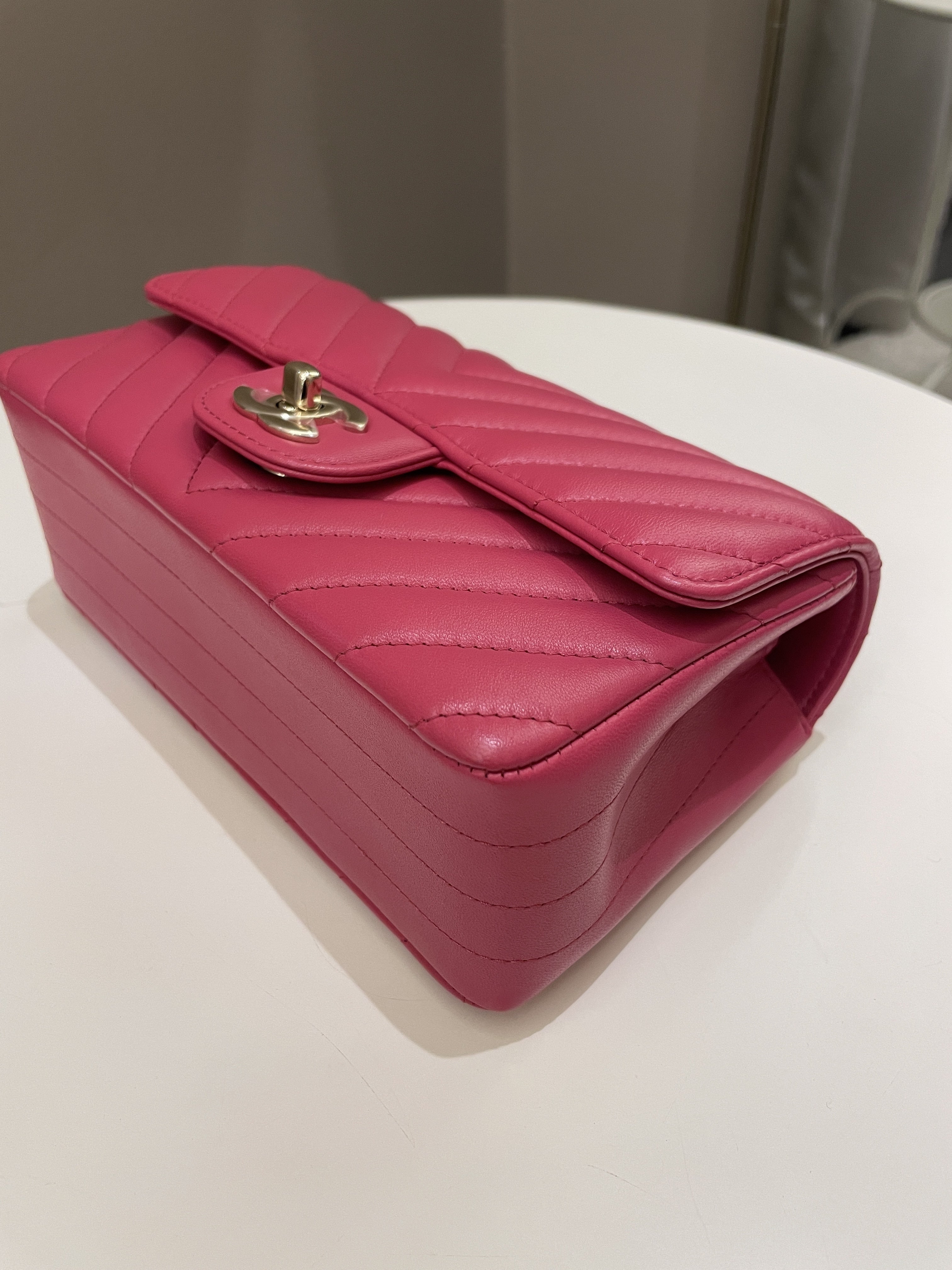 Chanel Classic Chevron Mini Rectangular Rose Fuchsia