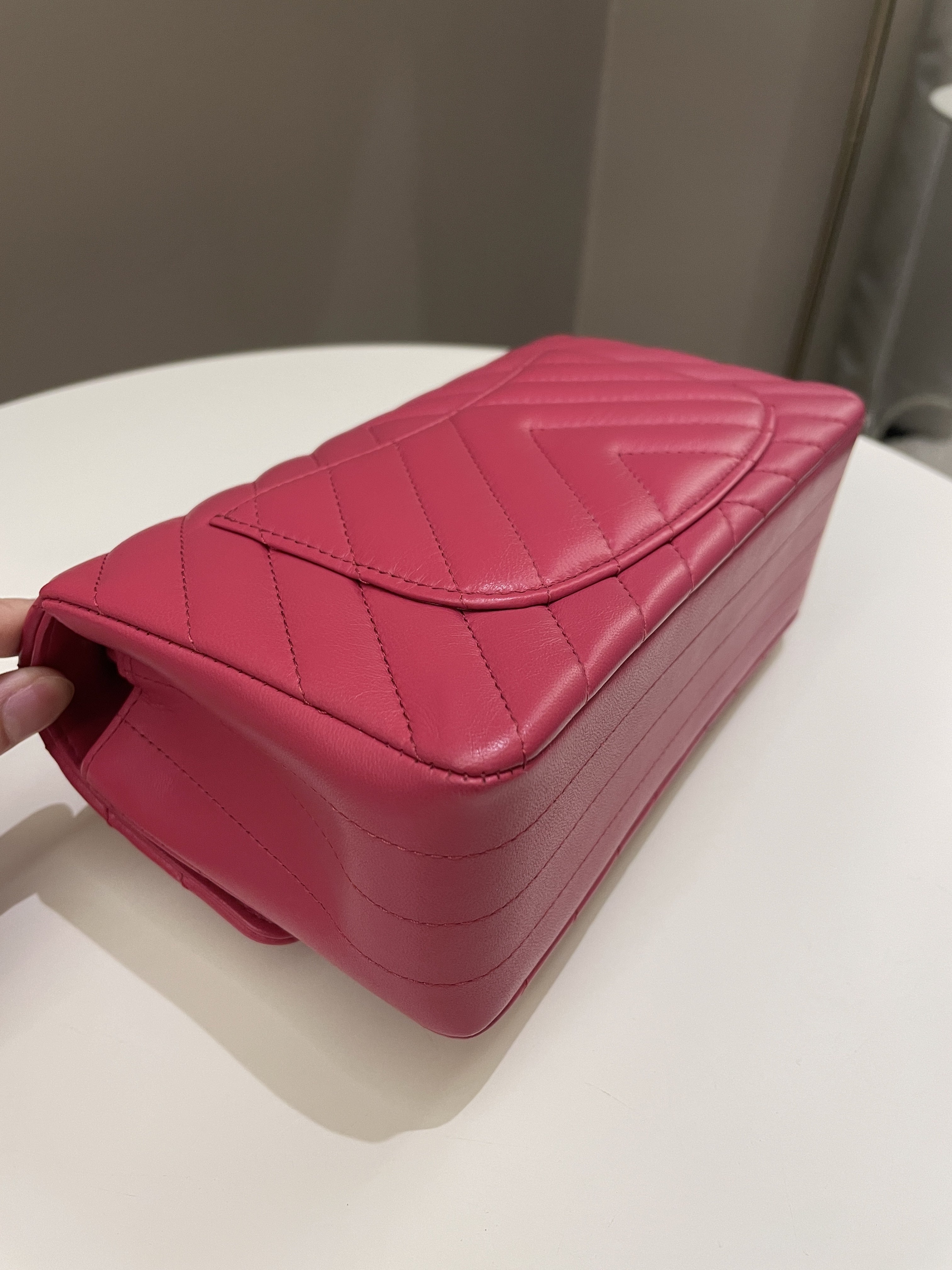 Chanel Classic Chevron Mini Rectangular Rose Fuchsia
