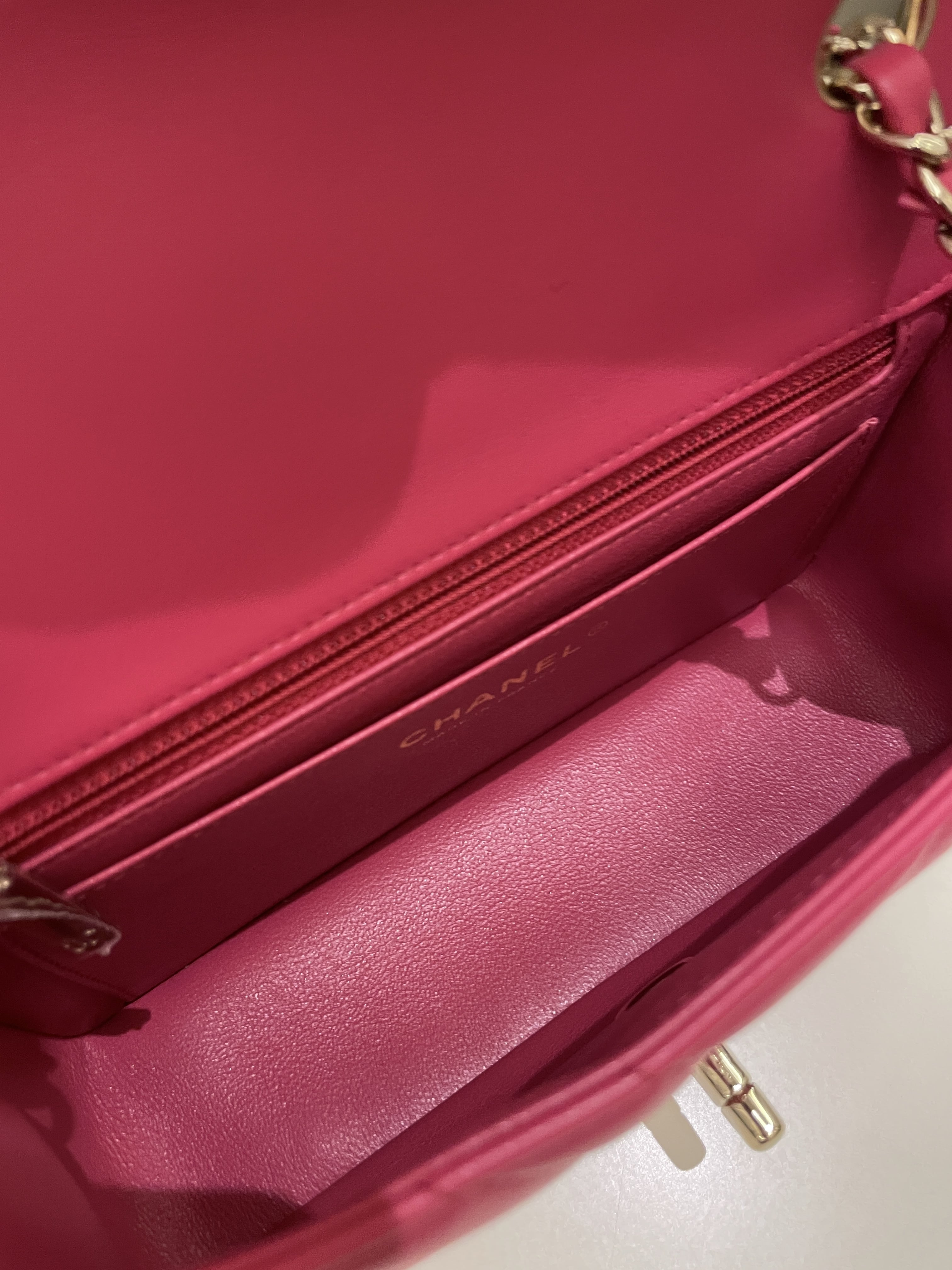 Chanel Classic Chevron Mini Rectangular Rose Fuchsia