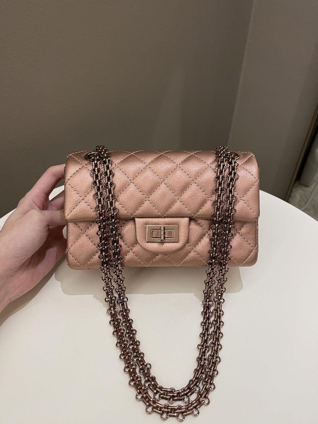 Chanel Classic 2.55 Quilted Mini Reissue Rose Gold Calfskin