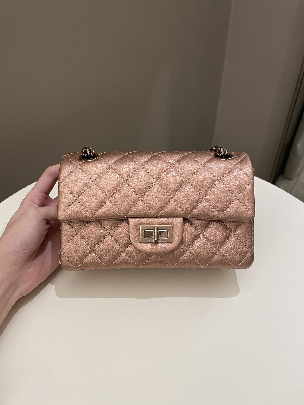 Chanel Classic 2.55 Quilted Mini Reissue Rose Gold Calfskin