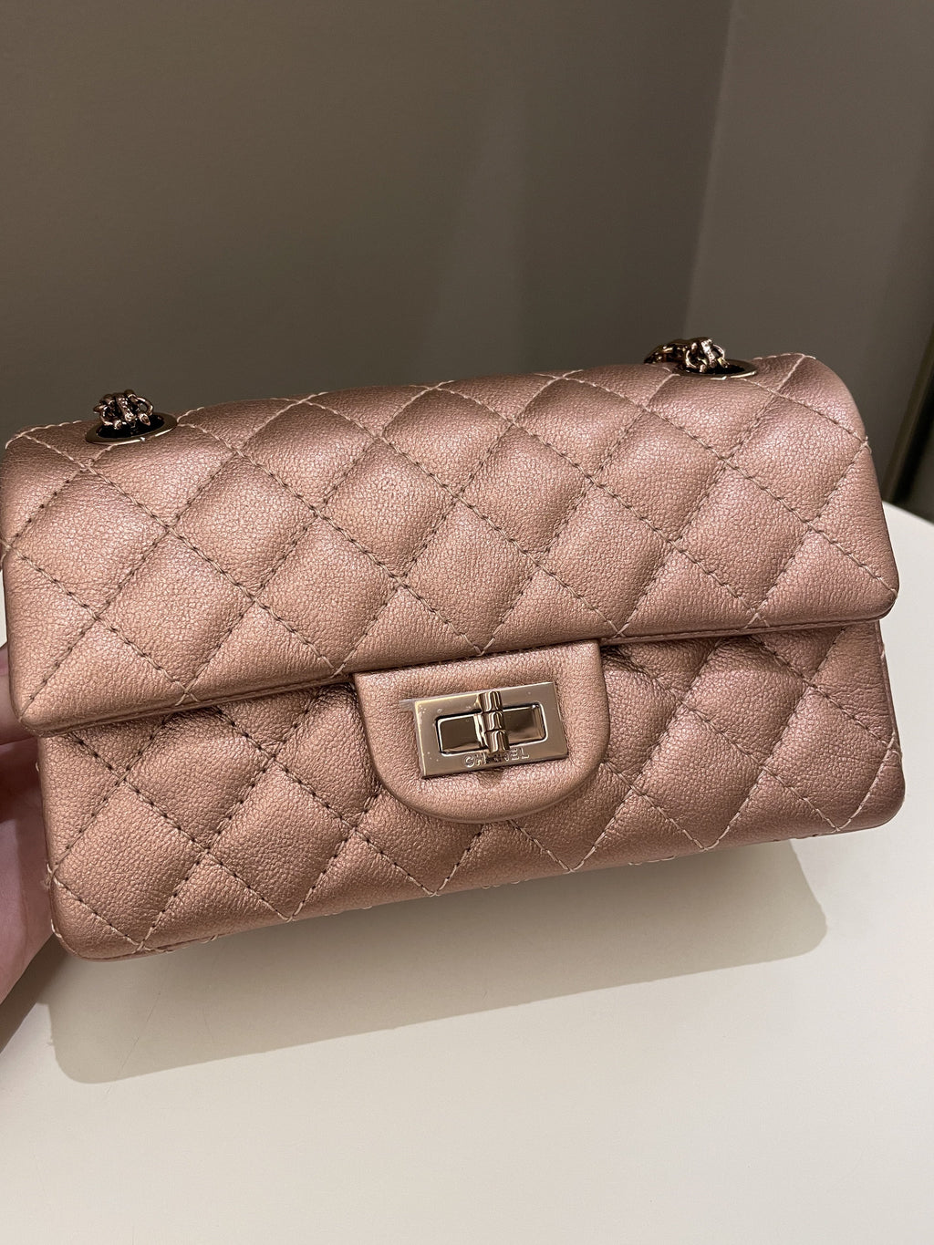 Chanel Classic 2.55 Quilted Mini Reissue Rose Gold Calfskin