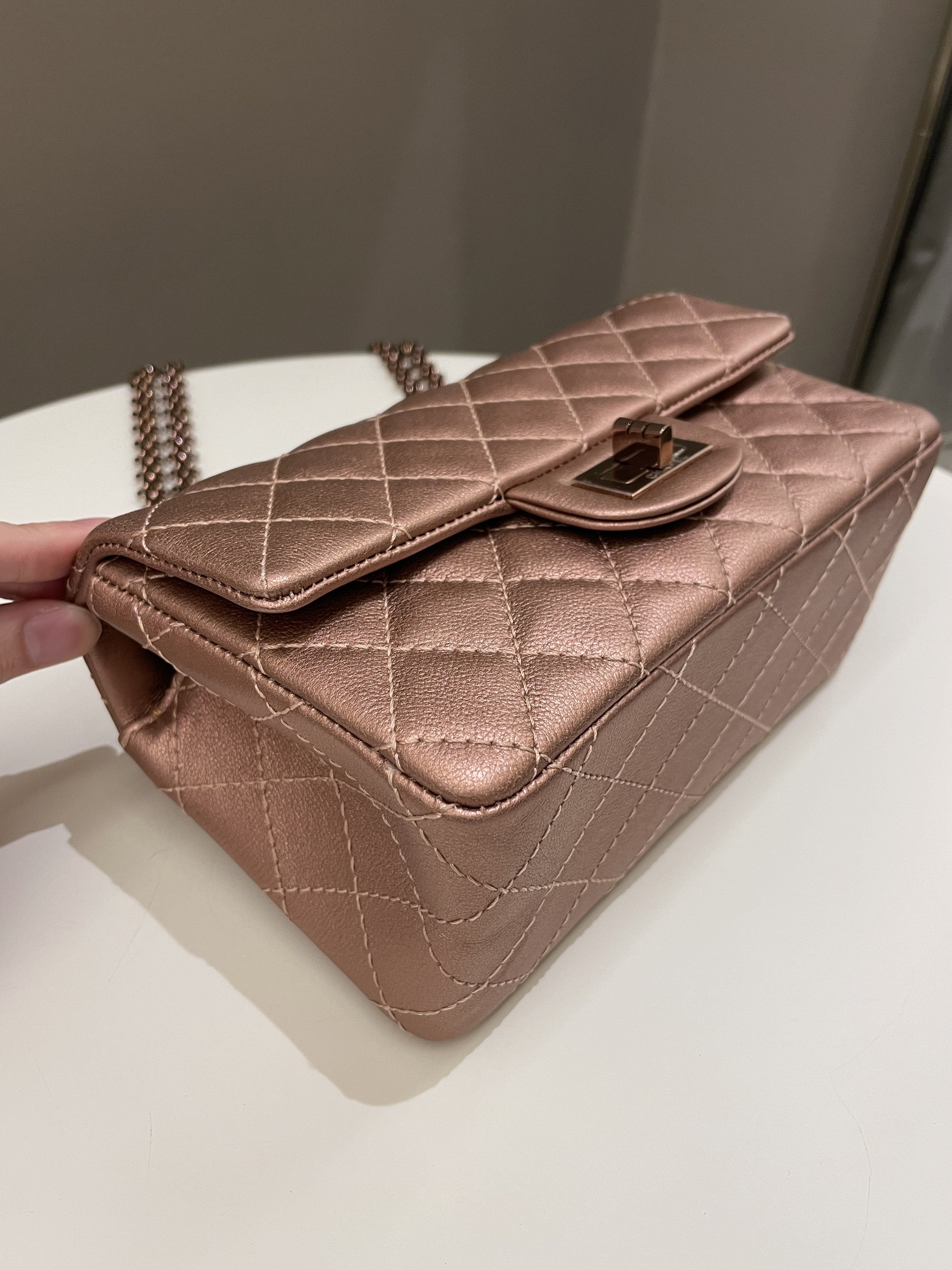 Chanel Classic 2.55 Quilted Mini Reissue Rose Gold Calfskin