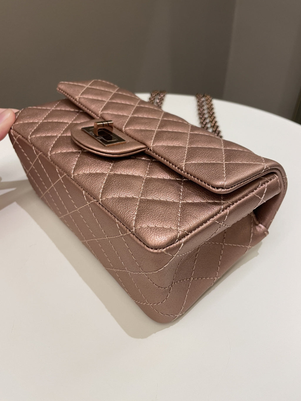 Chanel Classic 2.55 Quilted Mini Reissue Rose Gold Calfskin