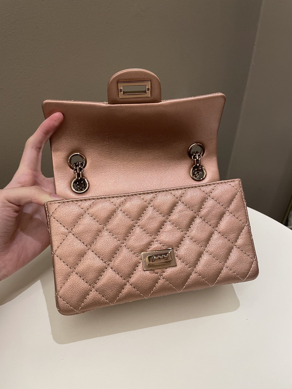 Chanel Classic 2.55 Quilted Mini Reissue Rose Gold Calfskin