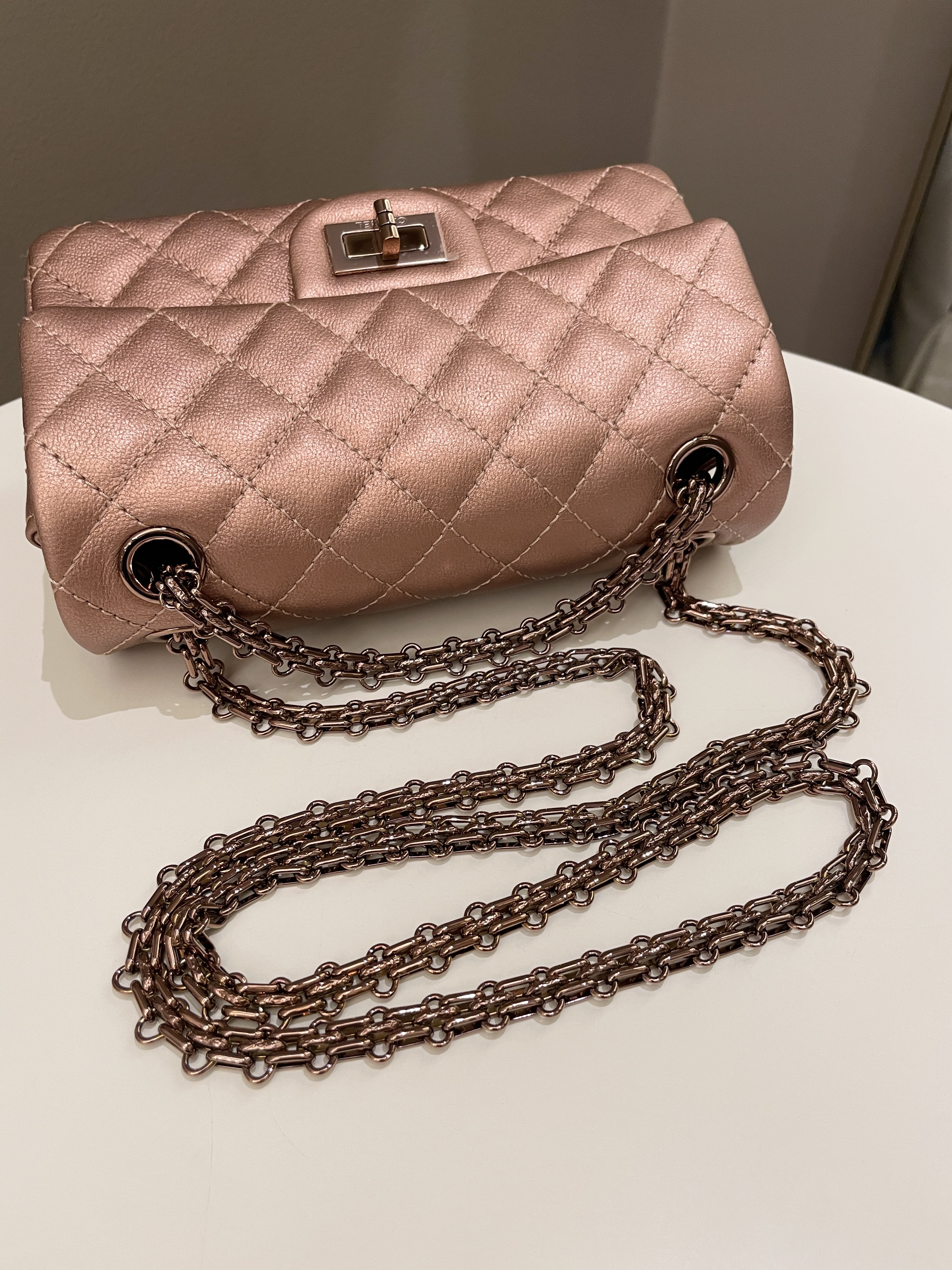 Chanel Classic 2.55 Quilted Mini Reissue Rose Gold Calfskin