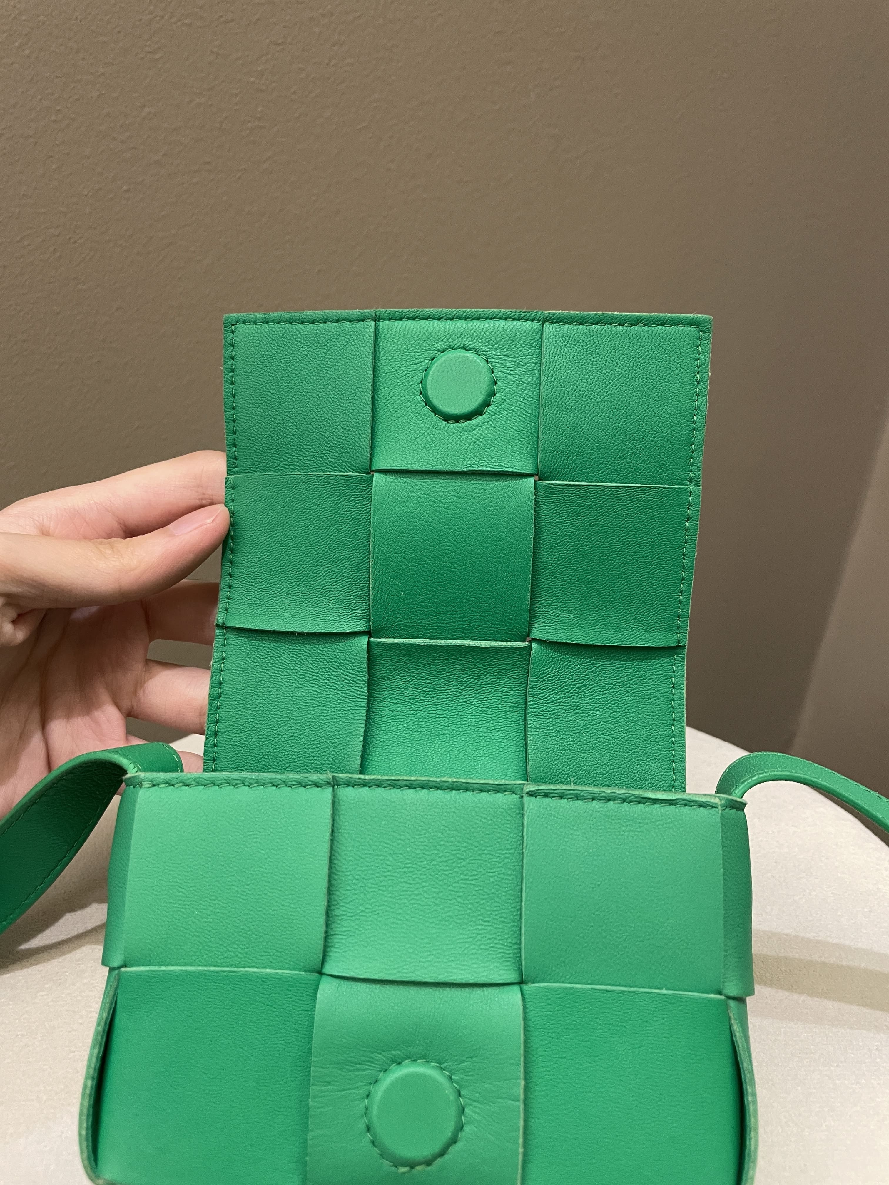 Bottega Veneta Cassette Mini Crossbody Bag Parakeet Nappa Leather