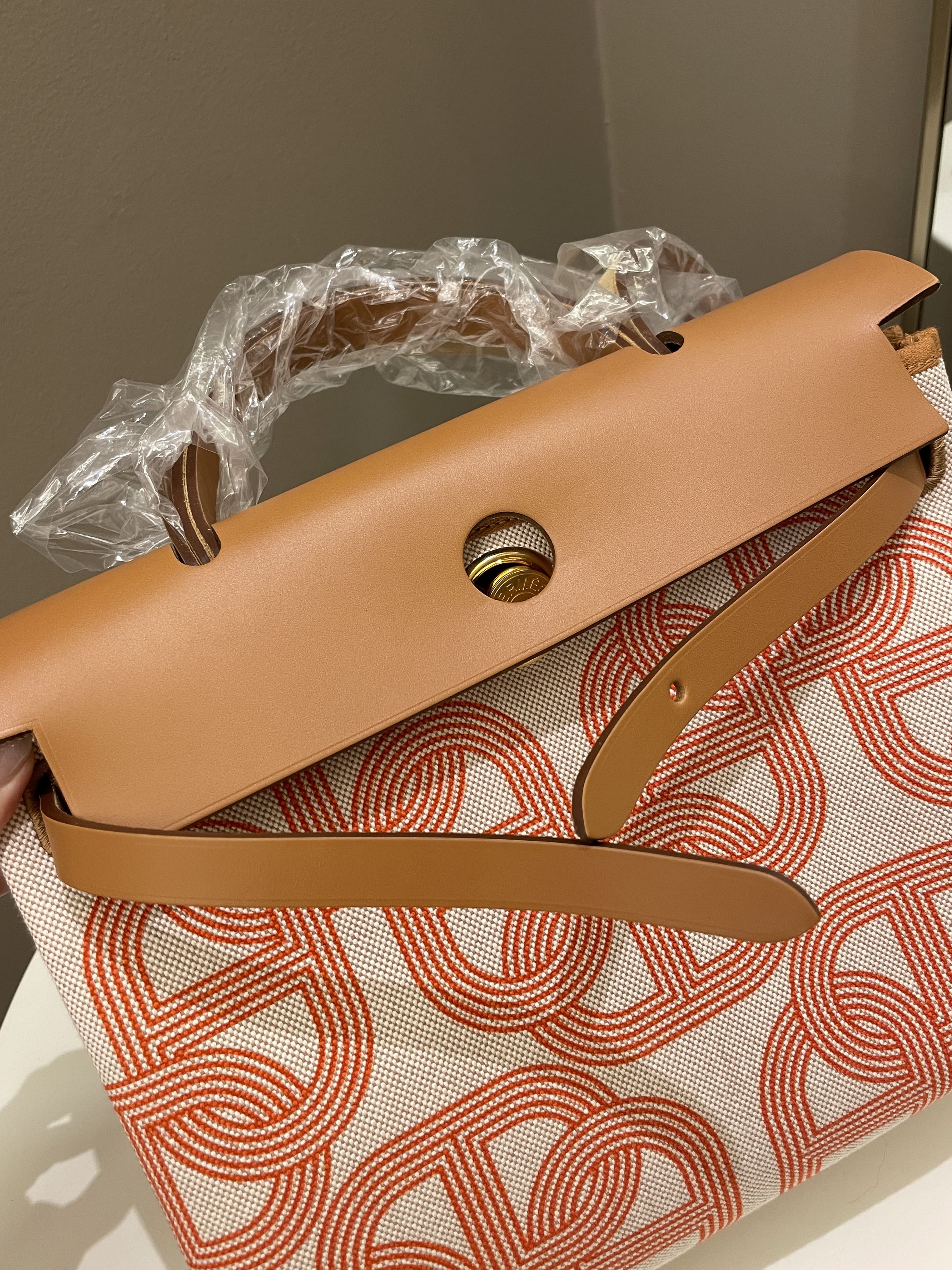 Hermes Herbag Zip 31 Circuit Orange Mecano/ Ecru Beig/ Nature