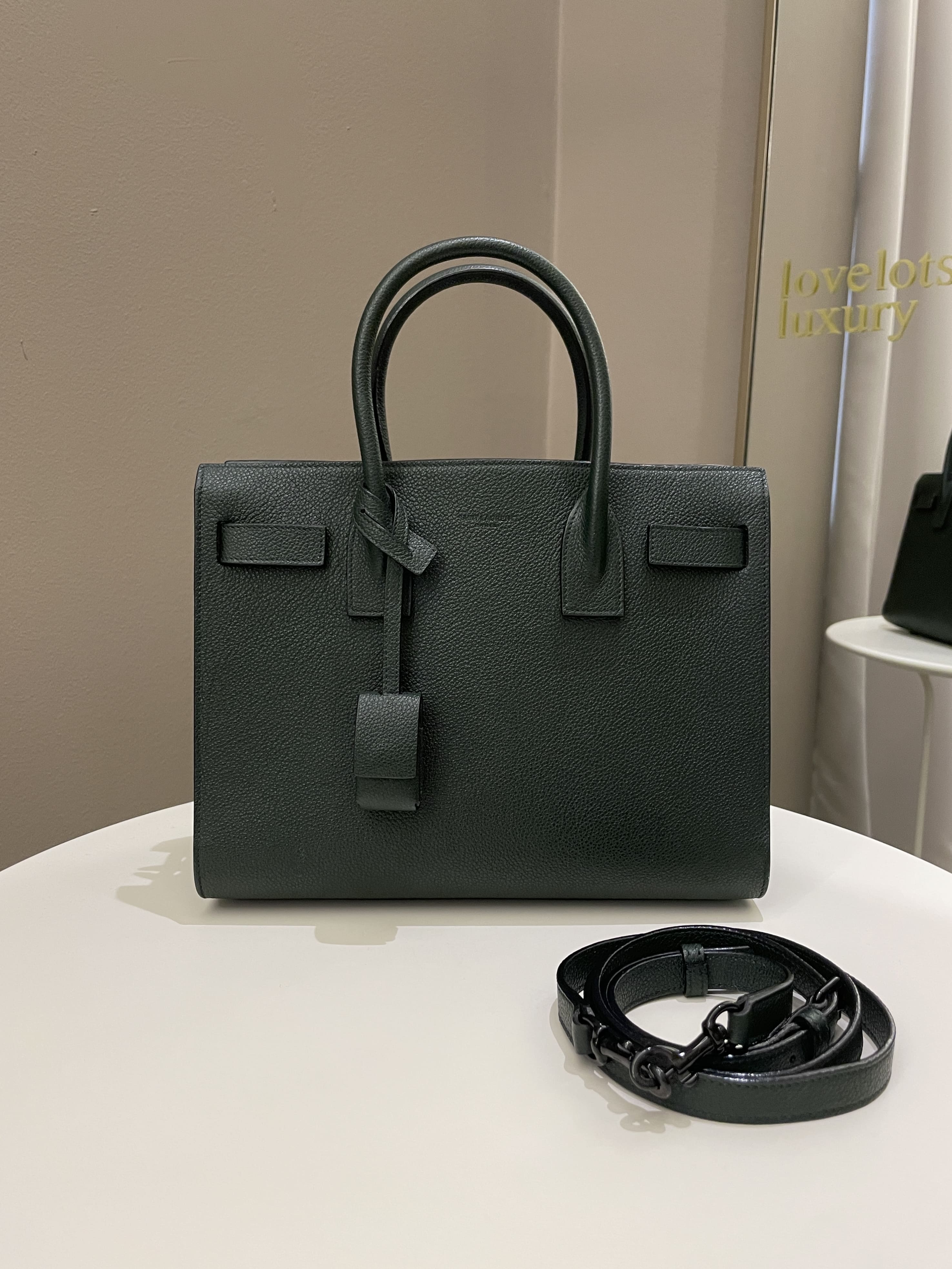 Saint Laurent Sac De Jour Dark Forest Grainy Leather