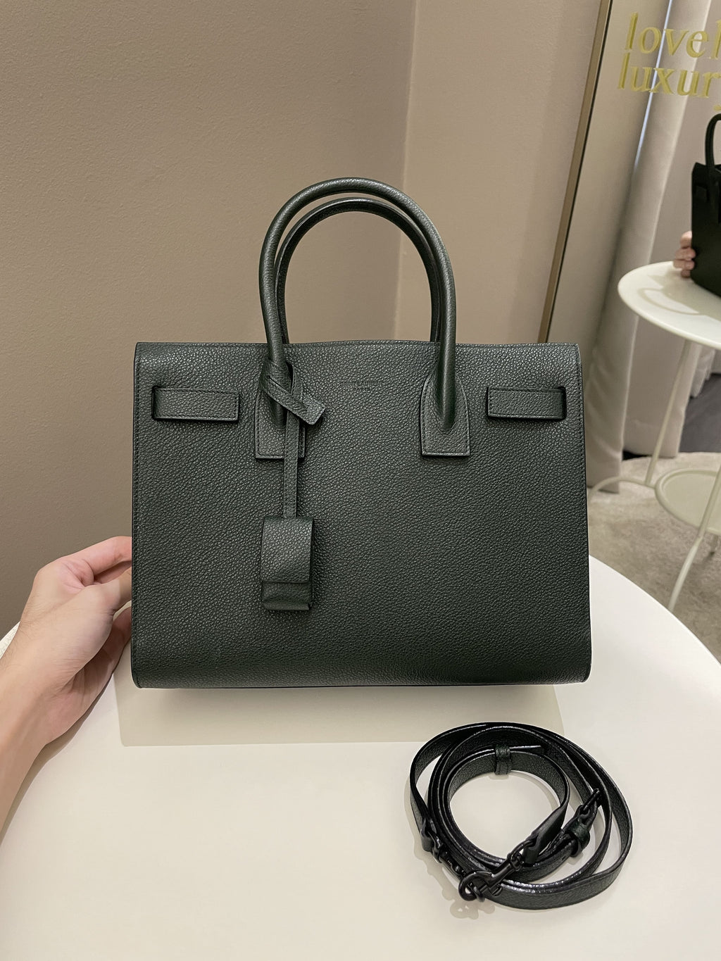 Saint Laurent Sac De Jour Dark Forest Grainy Leather