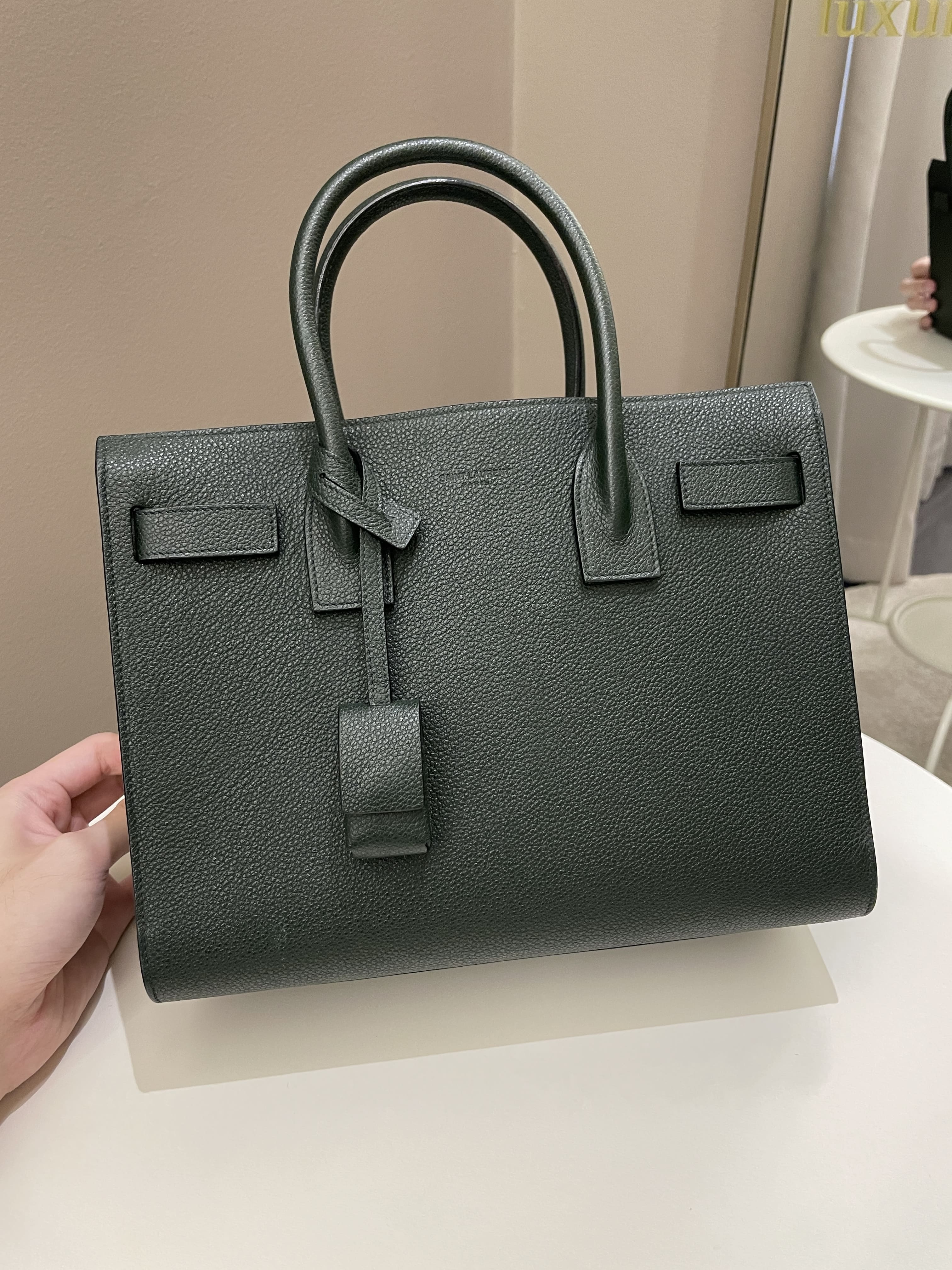 Saint Laurent Sac De Jour Dark Forest Grainy Leather