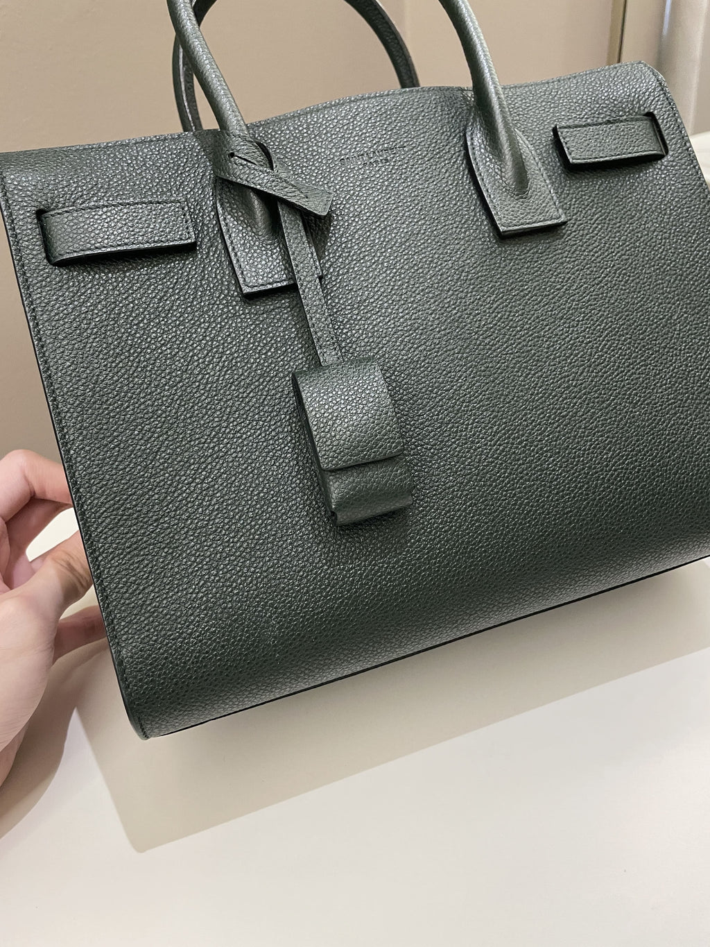 Saint Laurent Sac De Jour Dark Forest Grainy Leather