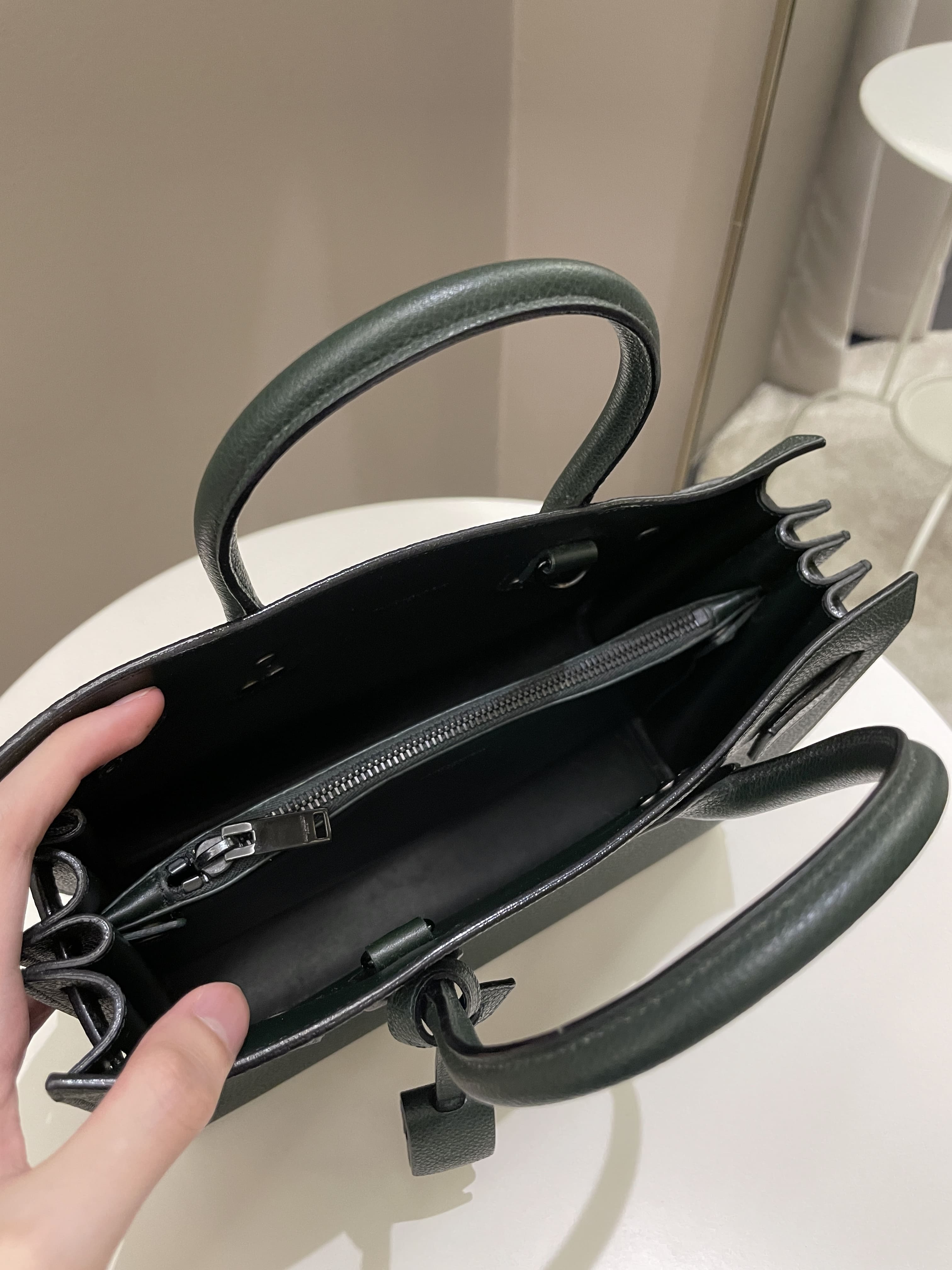 Saint Laurent Sac De Jour Dark Forest Grainy Leather