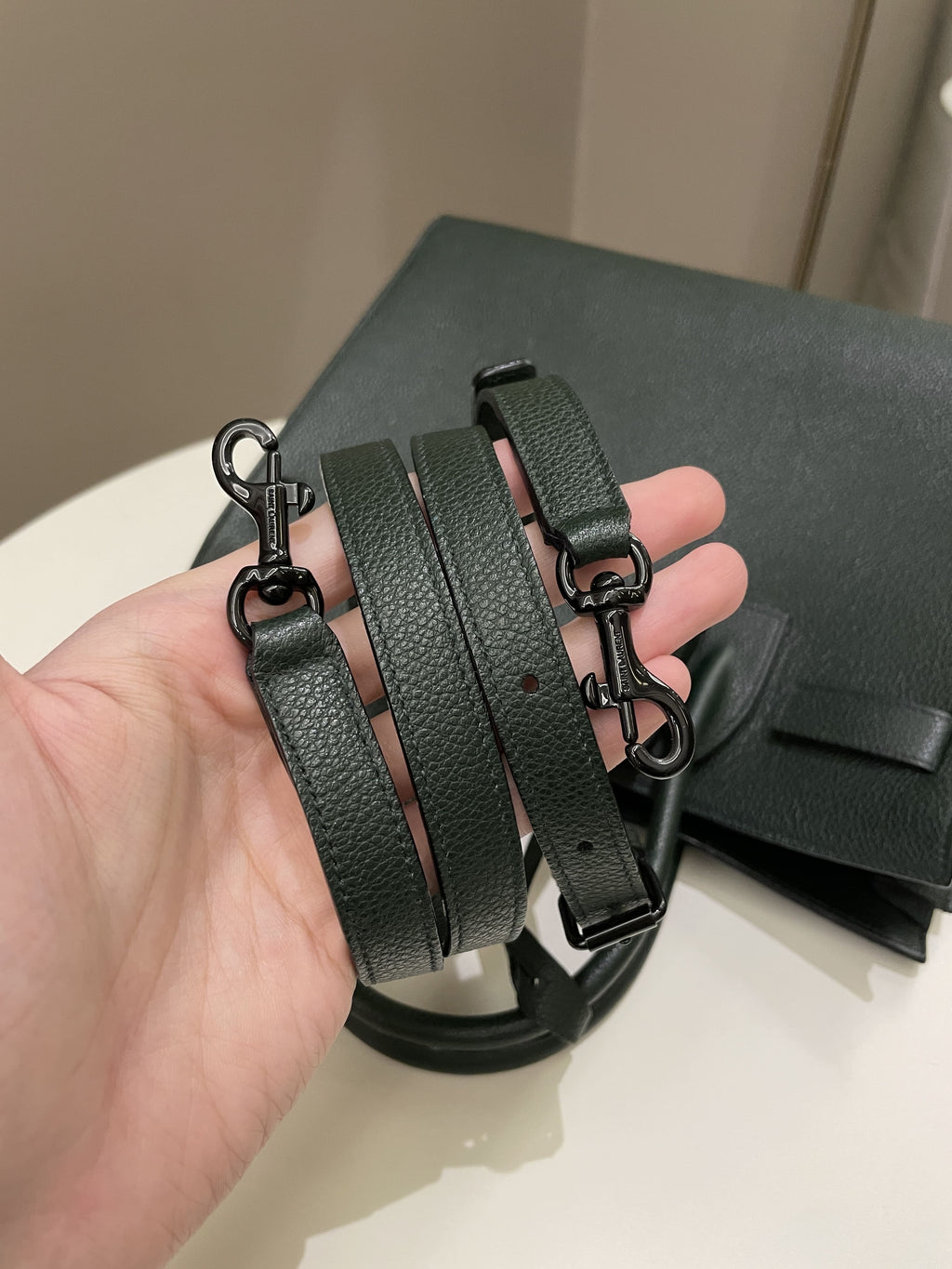 Saint Laurent Sac De Jour Dark Forest Grainy Leather