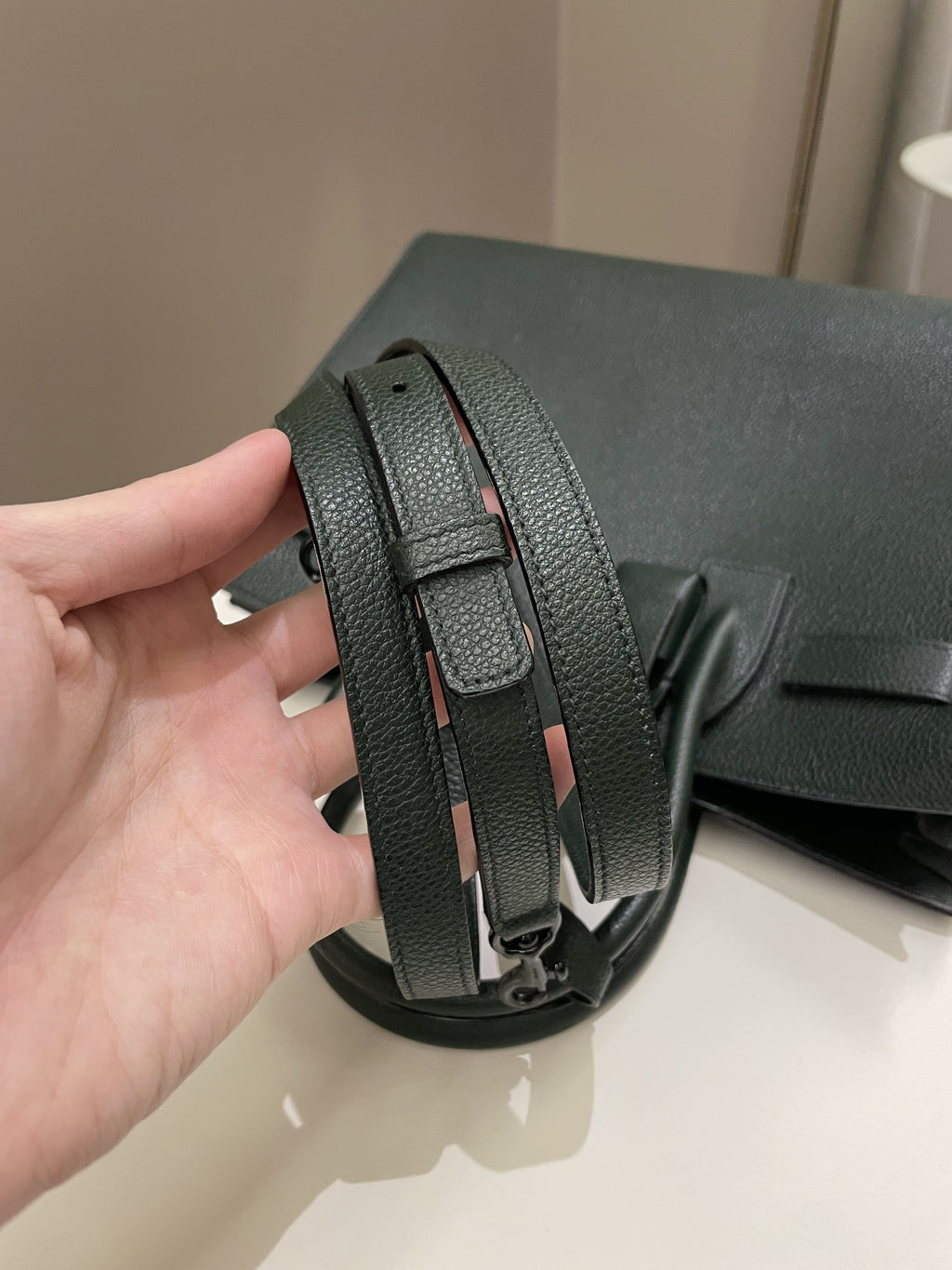 Saint Laurent Sac De Jour Dark Forest Grainy Leather
